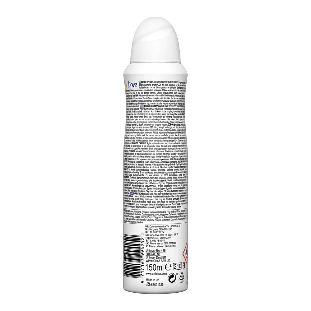 Dove Déodorant Invisible Dry sans alcool respecte la peau tout au long de la journée.