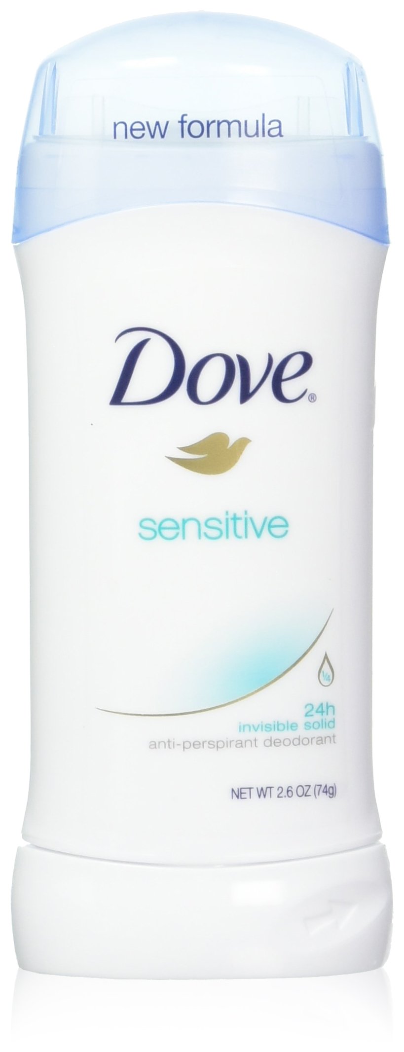 Dove déodorant invisible solide pour peau sensible, protection durable toute la journée.