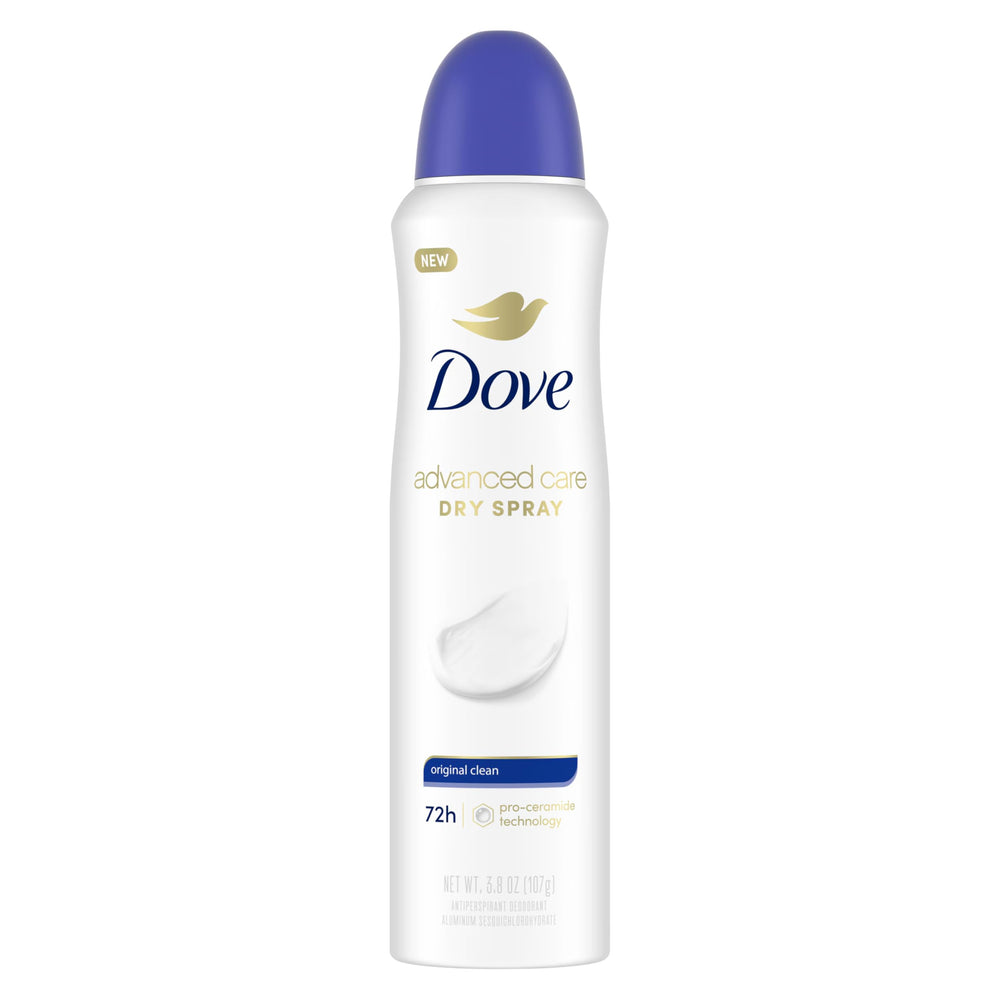 Dove Déodorant pulvérisateur sec Original Propre – lot de 3, protection durable.