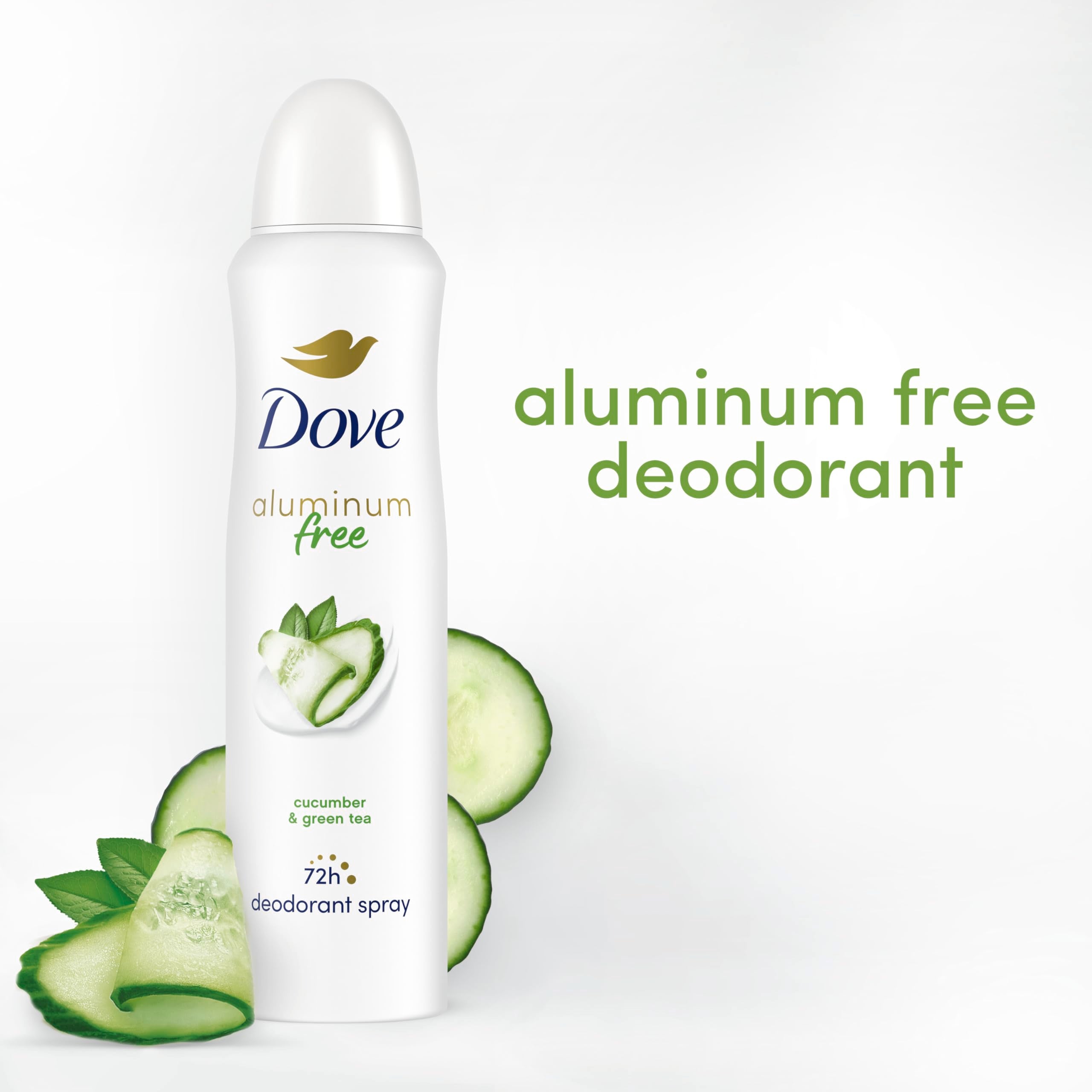 Dove Déodorant sans aluminium Parfum Concombre et Thé Vert – parfum frais et léger.