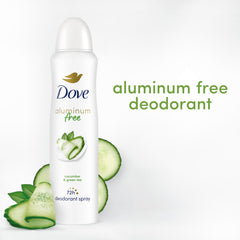 Dove Déodorant sans aluminium Parfum Concombre et Thé Vert – parfum frais et léger.