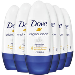 Le déodorant roll-on Dove Original Propre, lot de 6, protection 24 h et hydratation.