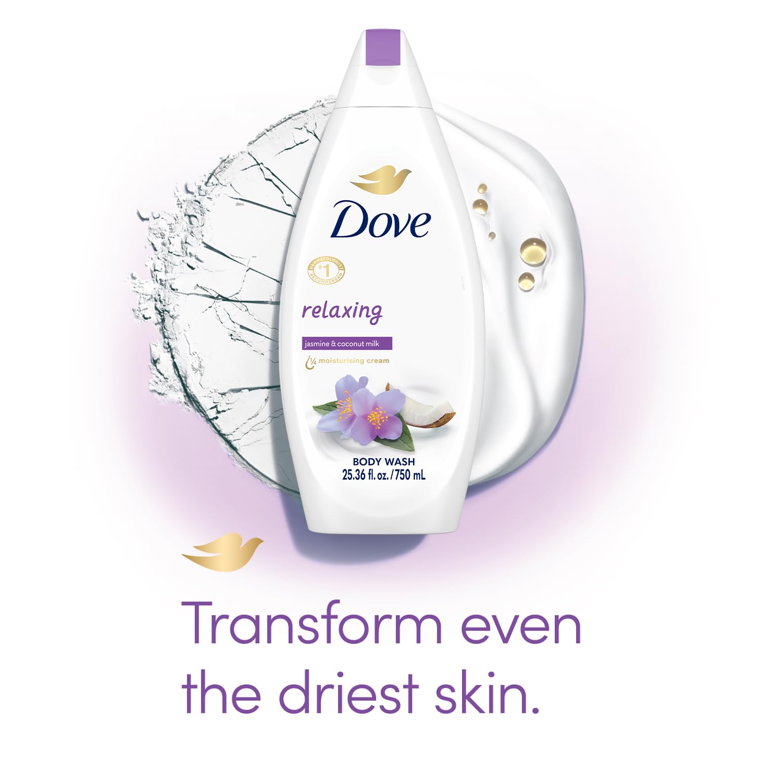Gel douche Dove Ambiance Douceur Lavande Romarin – offre une sensation relaxante.