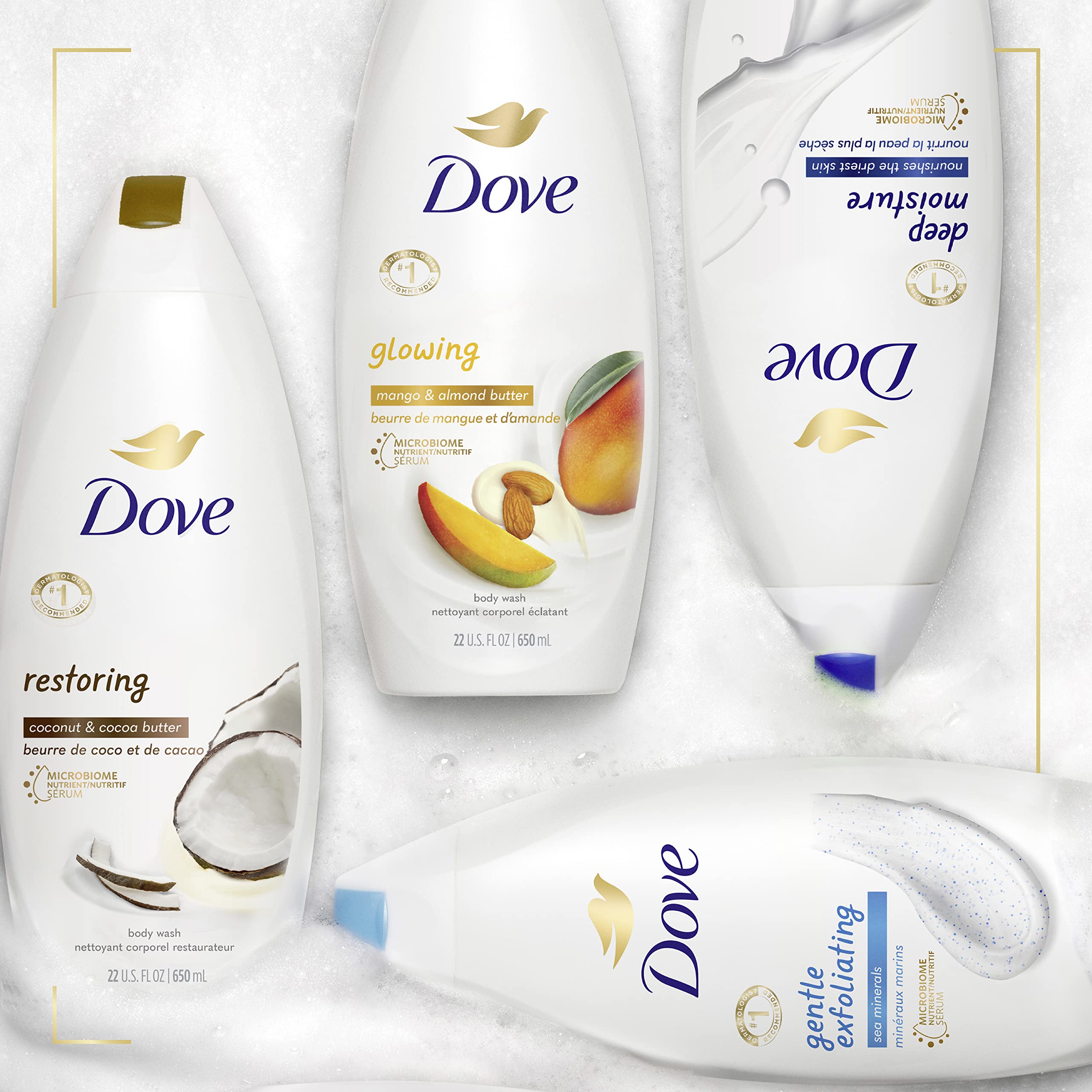 Gel douche Dove, bouteille plastique recyclee