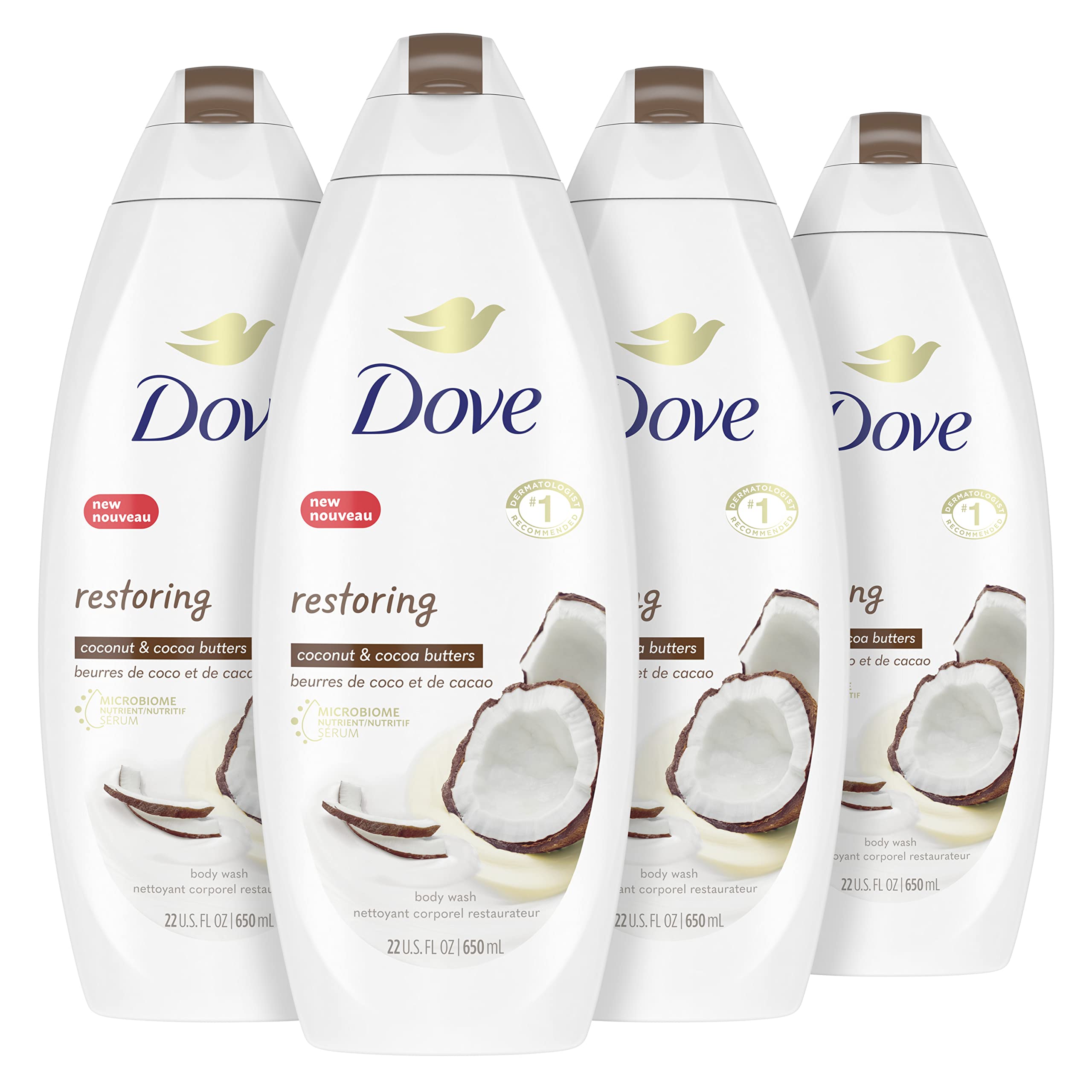 Gel douche Dove, douche-corps cremeuse coco cacao, nourrissante pour la peau