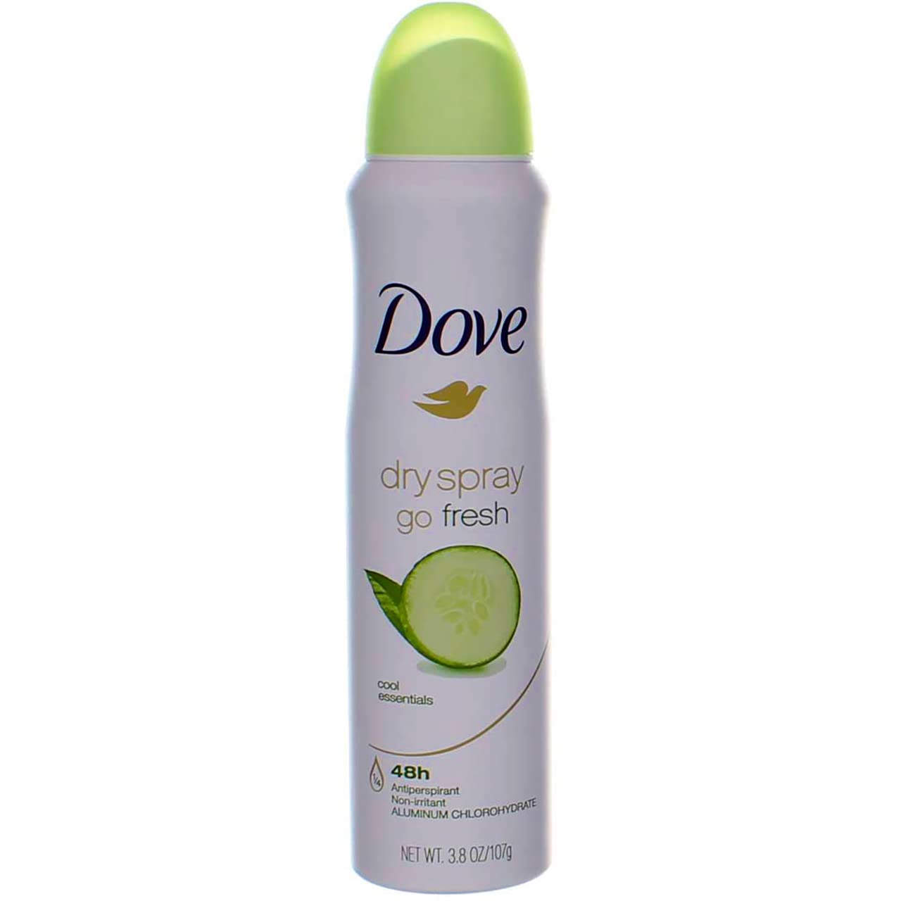 Dove Dry Spray Cool Essentials nozzle releasing a fast-drying mist for everyday wear