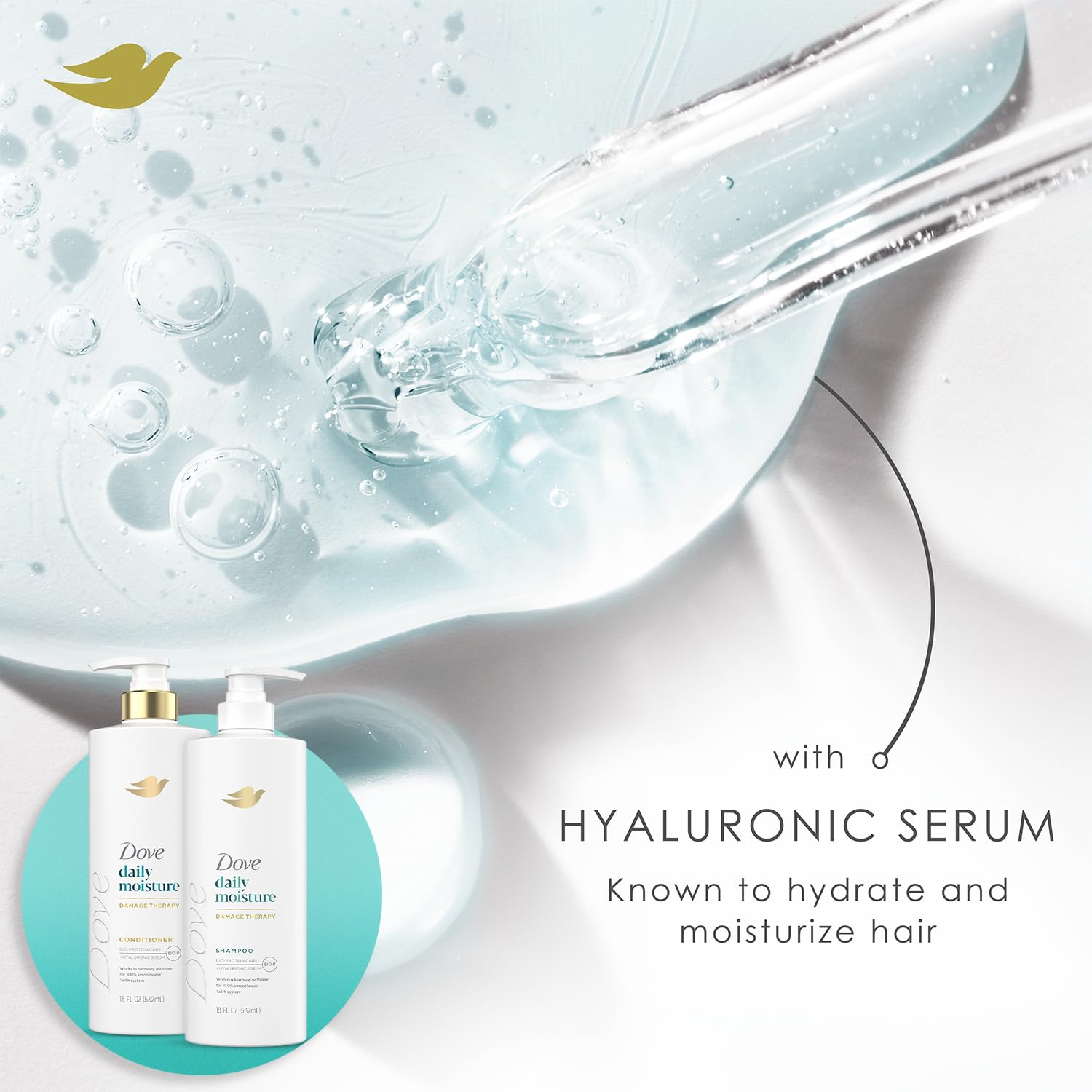 Ensemble Dove 3 pièces pour soins capillaires hydratants.