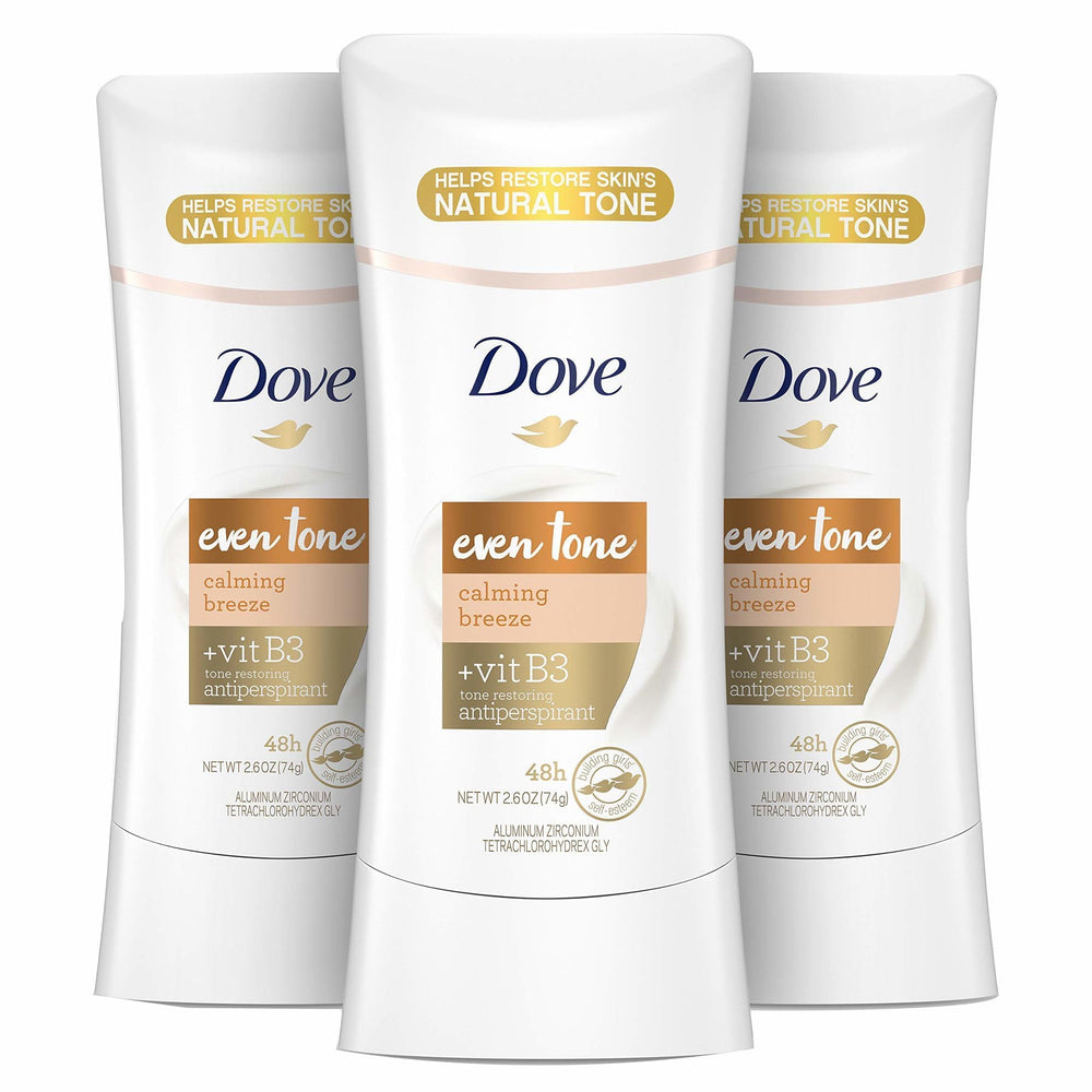 Dove Even Tone three-pack size comparison showing convenient travel and value