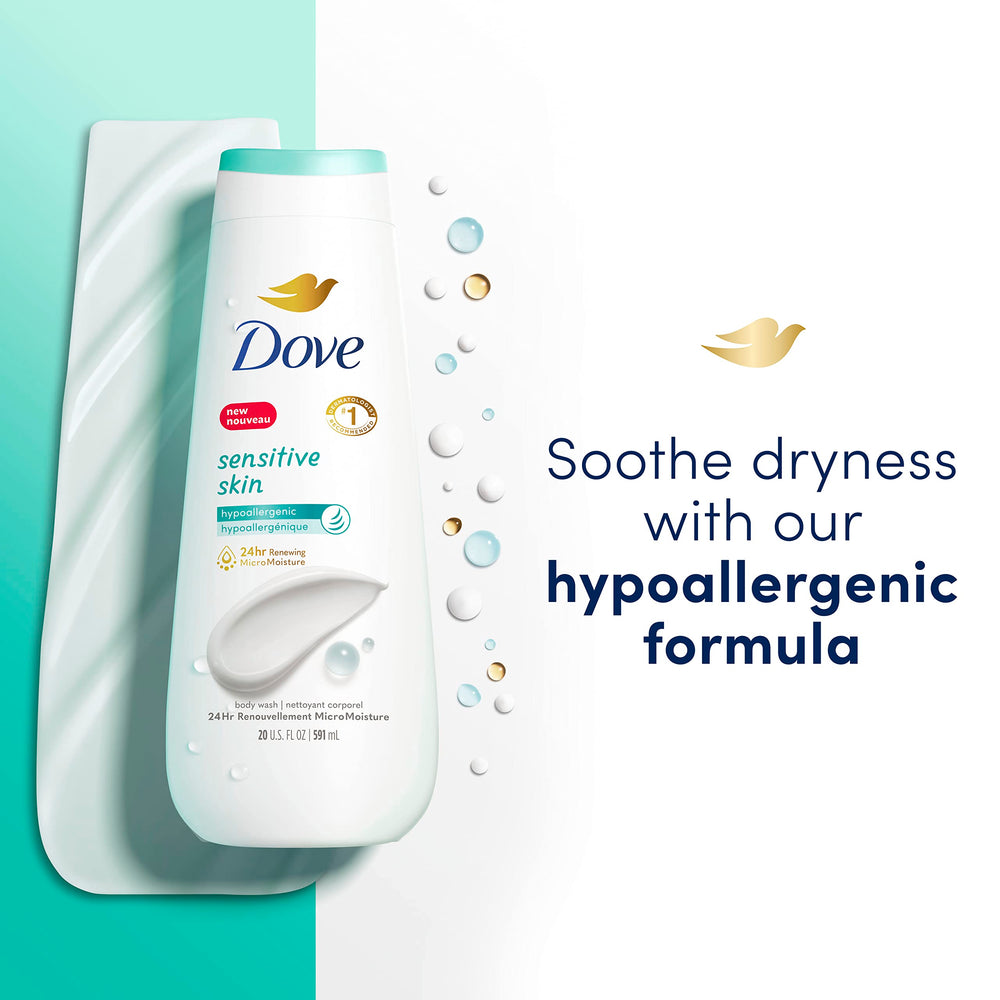 Formule hypoallégénique Dove pour peaux sensibles et confortables.