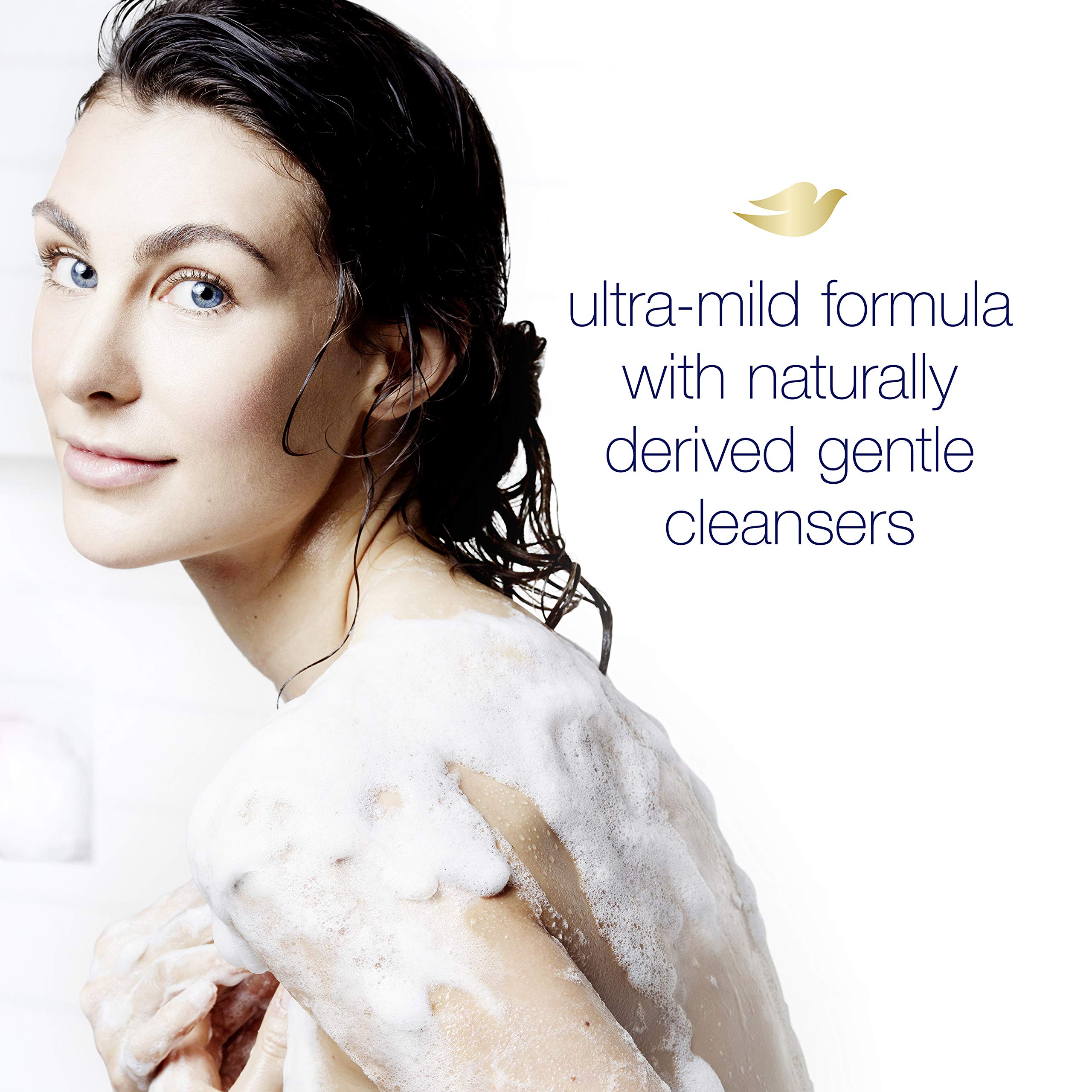 Sans sulfates, Dove convient au soin quotidien des peaux sensibles.