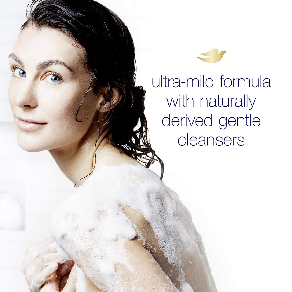 Sans sulfates, Dove convient au soin quotidien des peaux sensibles.