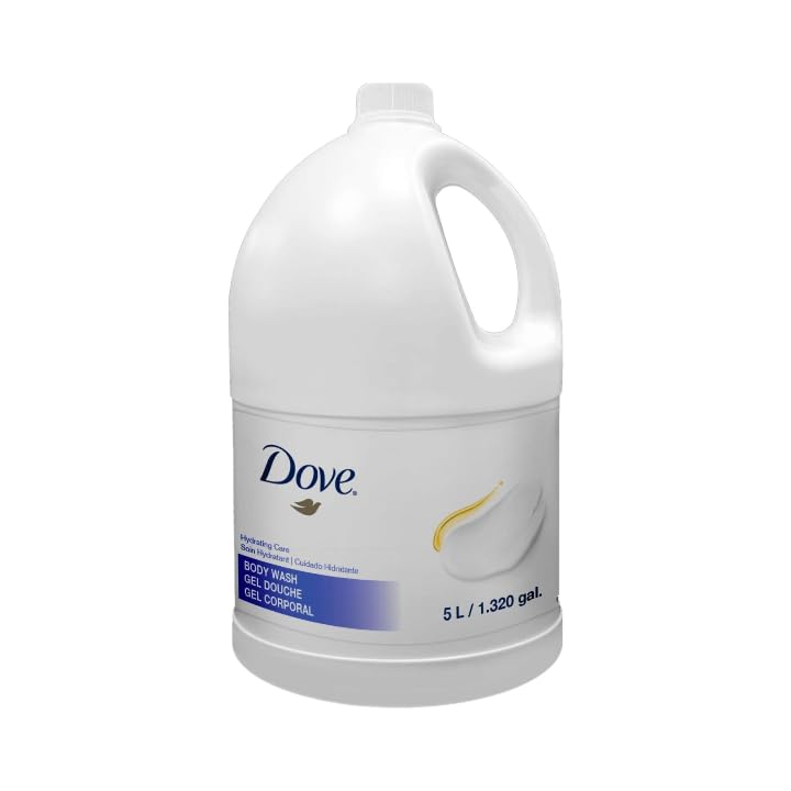 Gel douche Dove 5 litres, remplissage pratique et économique pour toute la famille.