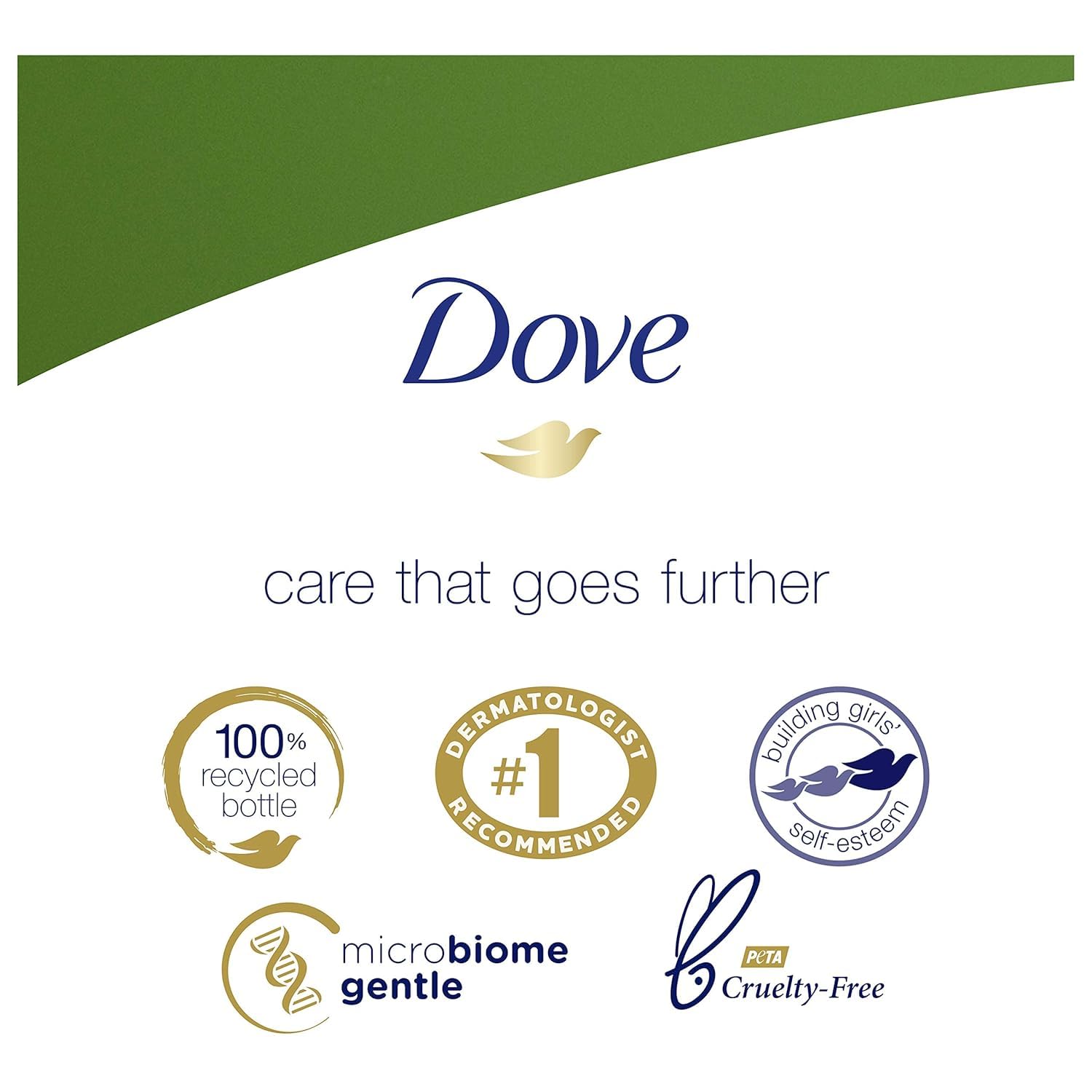 Concombre et thé vert entourent le flacon Dove, parfum frais.