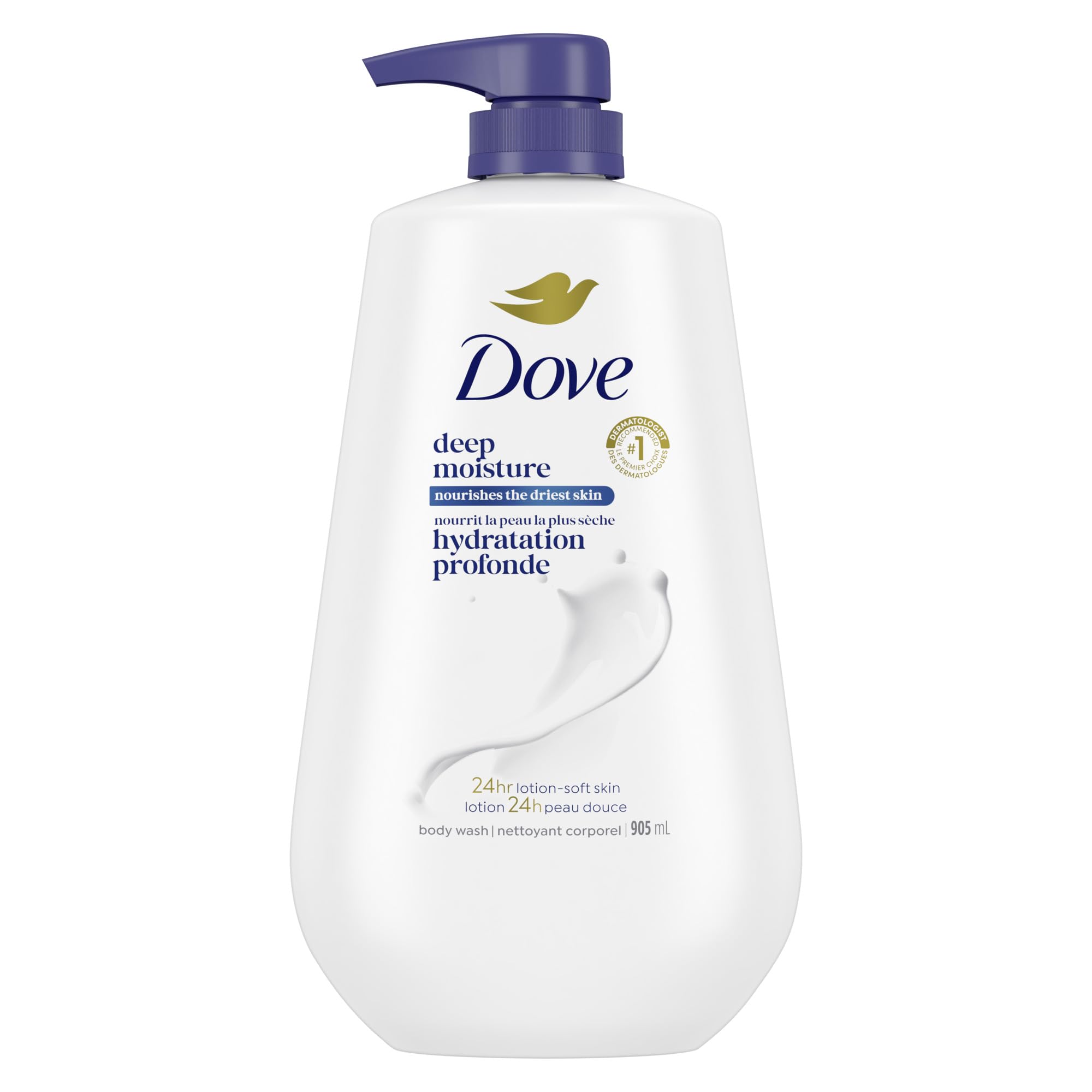 Dove Gel Douche Corps Pompe – texture crèmeuse pour douceur immédiate après la douche