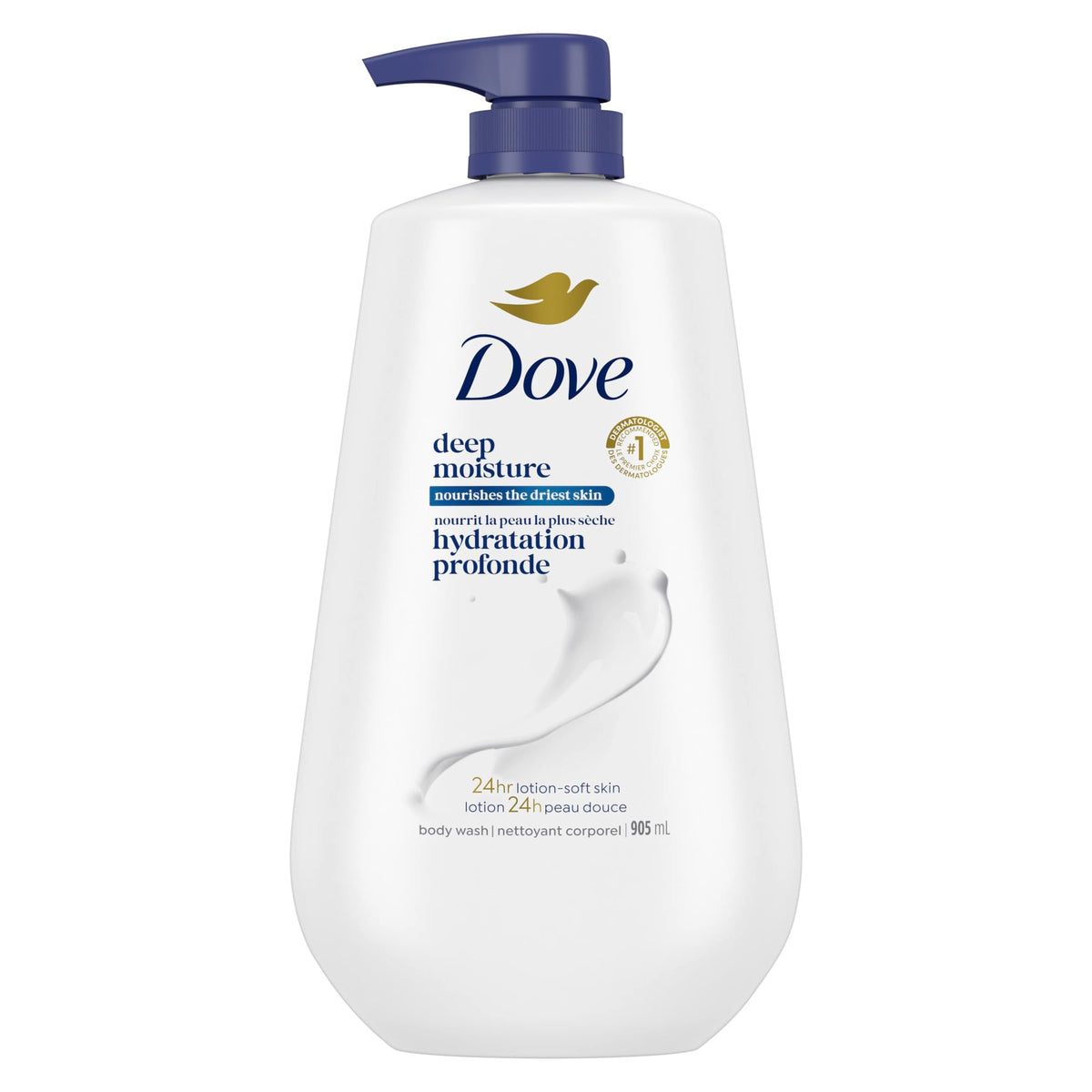 Dove Gel Douche Corps Pompe – texture crèmeuse pour douceur immédiate après la douche