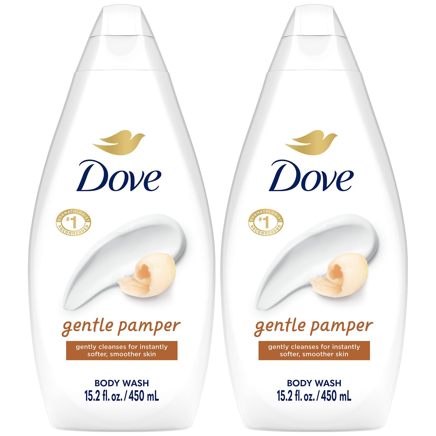 Gel douche Dove, bouteille, hydratation douce pour la peau.