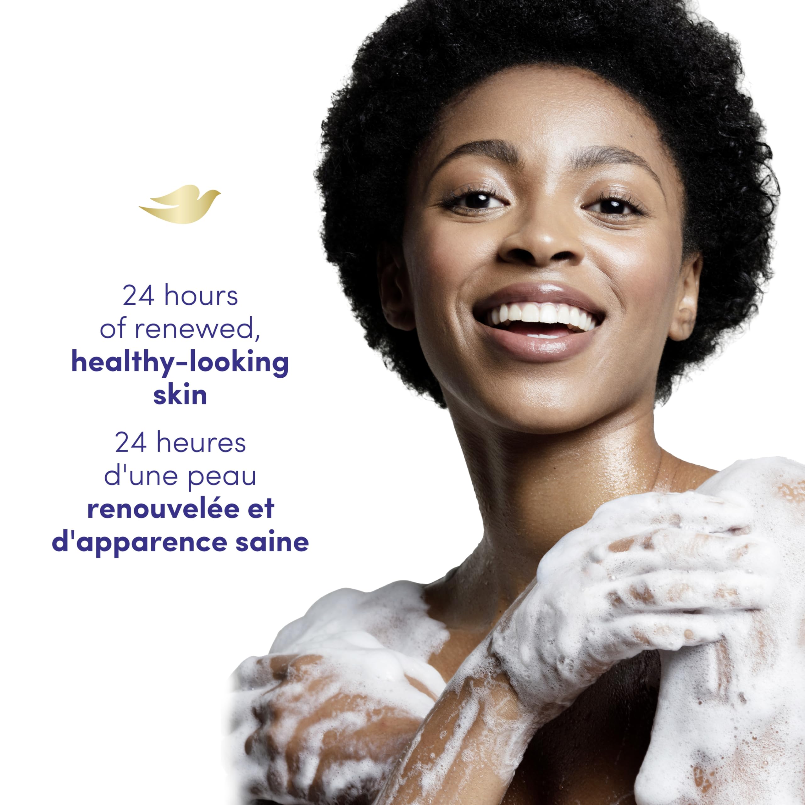Emballage plastique recyclé du gel douche Dove Rebalancing.