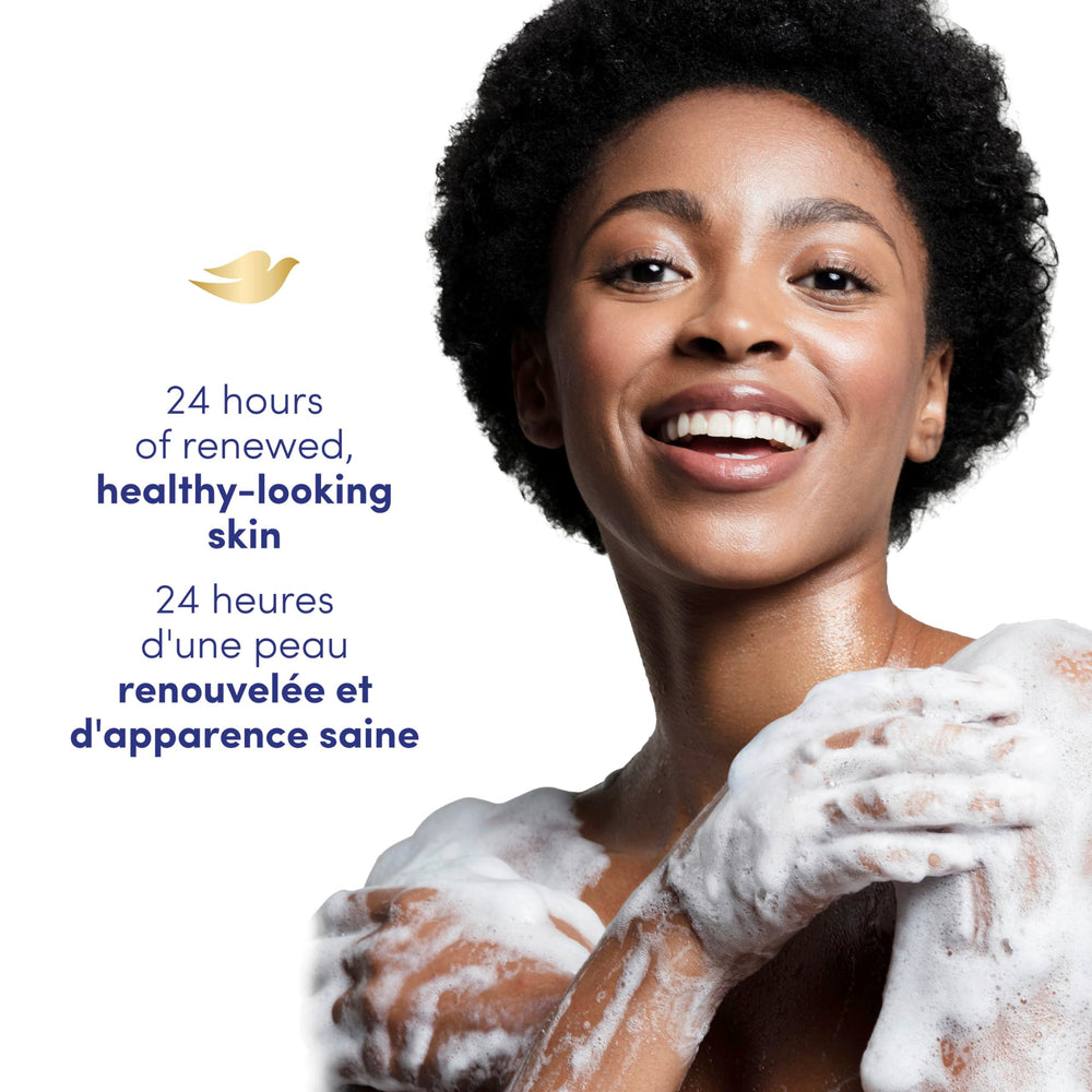 Emballage plastique recyclé du gel douche Dove Rebalancing.