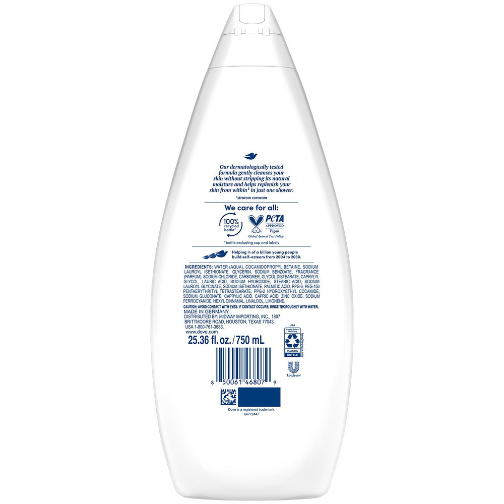 Lot de quatre bouteilles Dove Hydratant, pratique pour la famille
