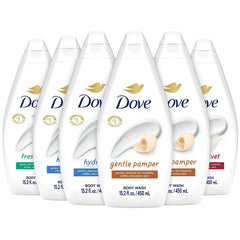 Gel douche Dove Hydrate, flacon clair, hydratation durable et peau douce après la douche