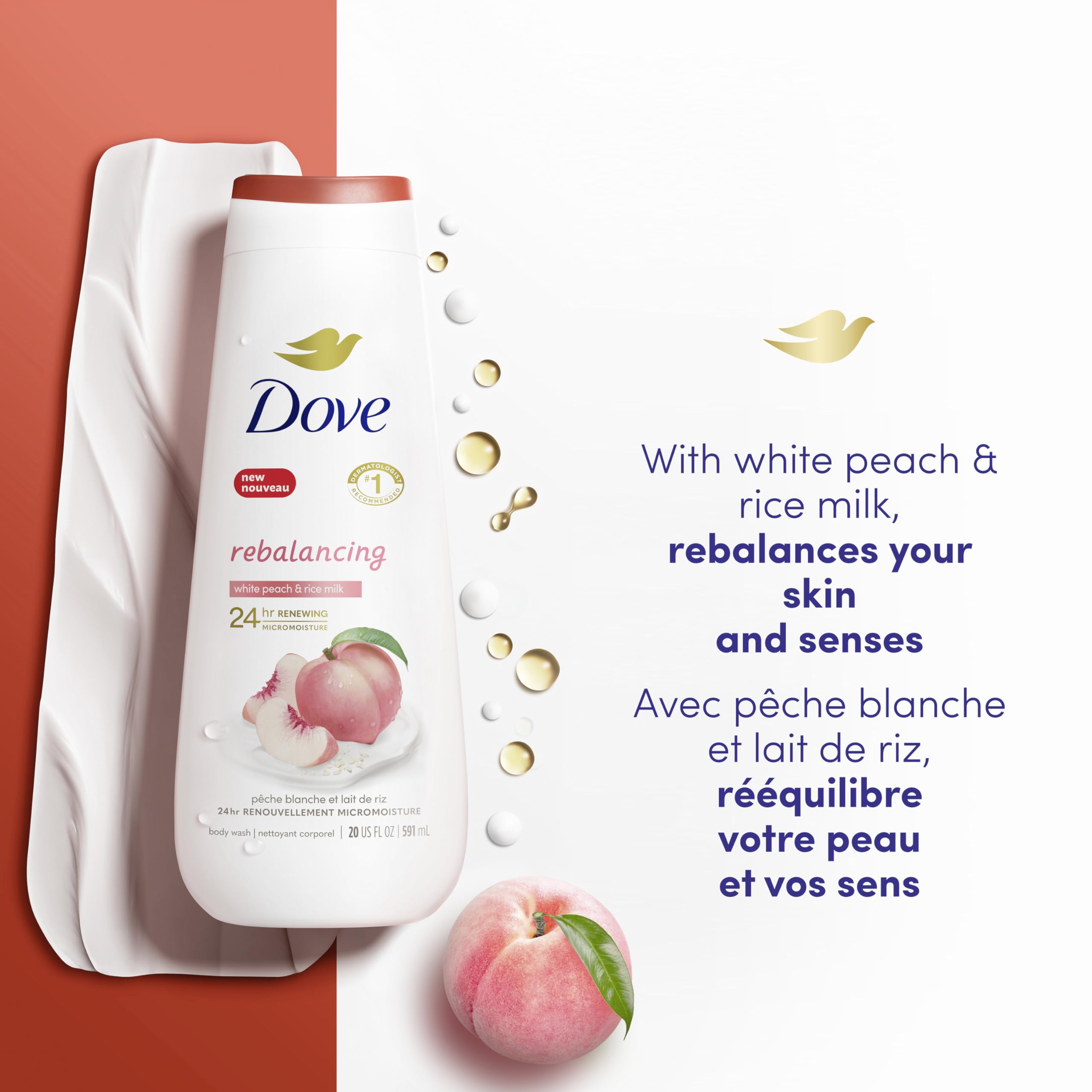 Peau douce et soyeuse après utilisation du gel Dove Rebalancing.