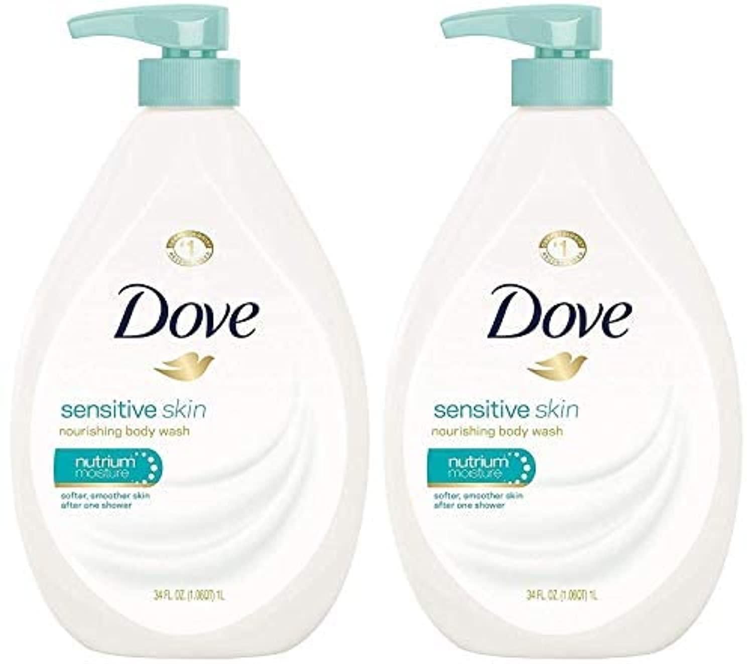 Gel douche Dove Peau sensible avec pompe, hydratation douce.