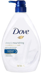 Gel douche Dove avec pompe, nourrissant pour une peau douce au quotidien.