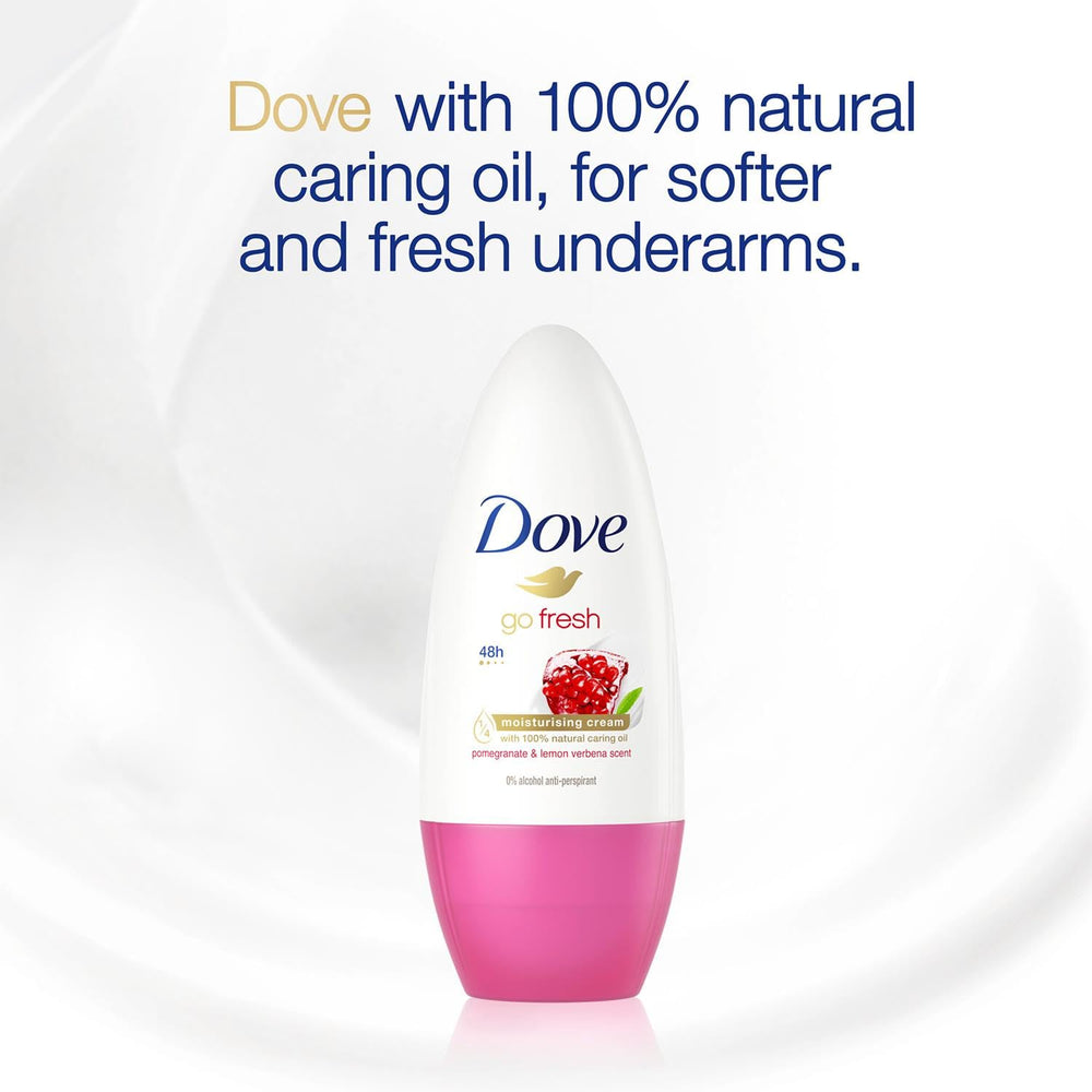 Dove Go Fresh Roll-On sillage grenade-verveine pour une senteur revitalisante.