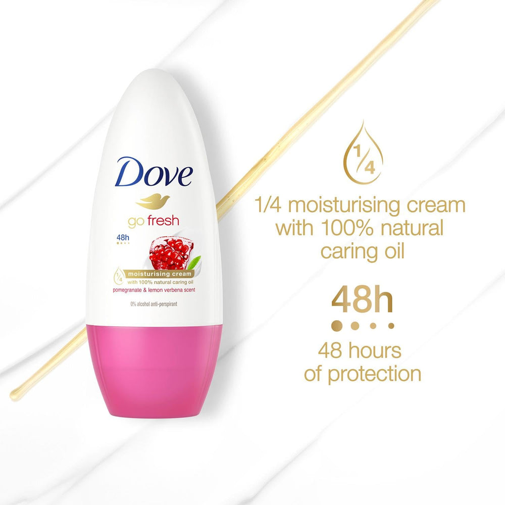 Dove Go Fresh Roll-On texture crème souple sur la peau.