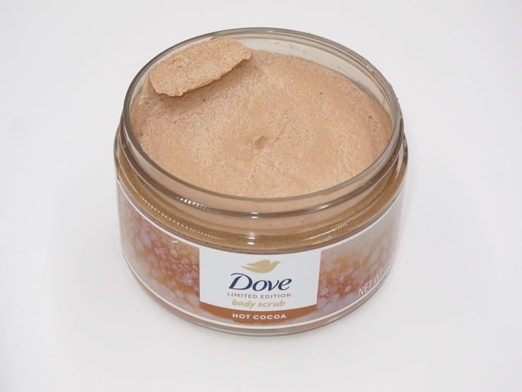 Gommage Dove Chocolat Chaud - gros grains pour exfolier délicatement.