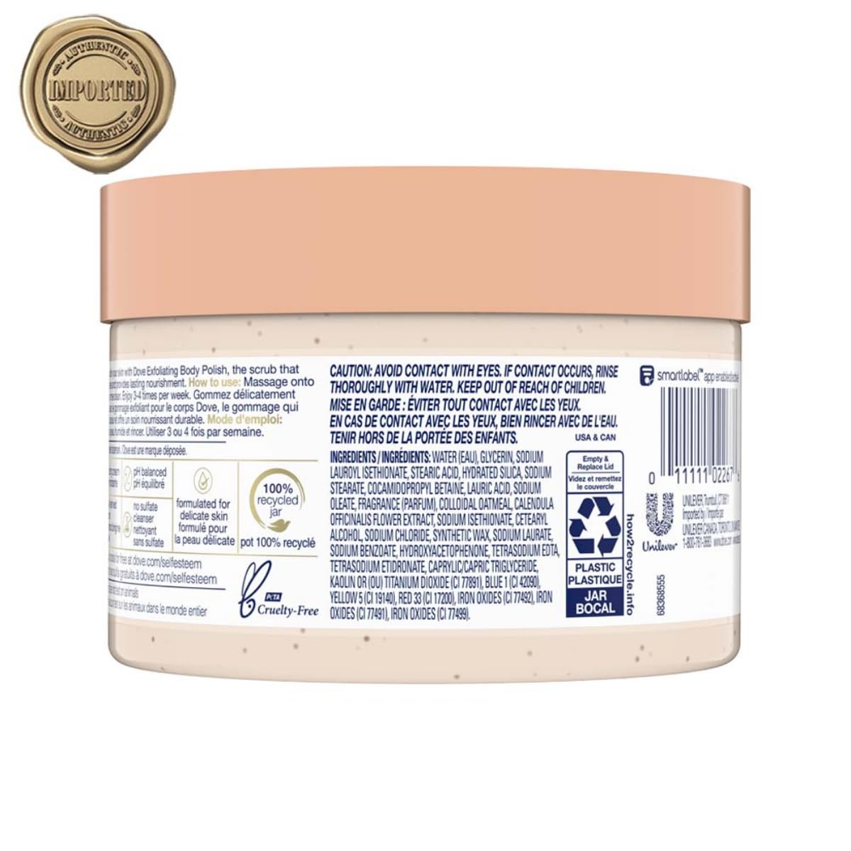 Dove gommage-corps parfum hypoallergénique, expérience sensorielle légère.