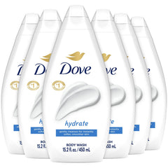 Gel douche Dove Hydrate, lot de 6 bouteilles, douceur hydratante pour la peau.