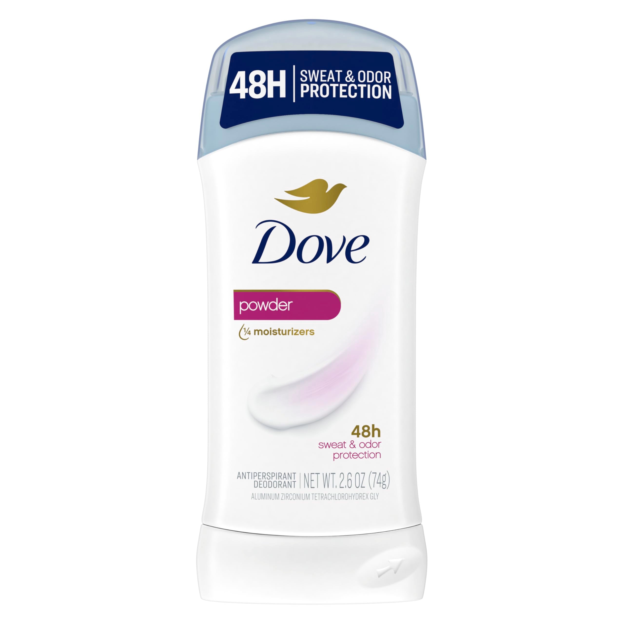 Dove Invisible Solid baton desodorisant poudre, protection longue durée sans traces.