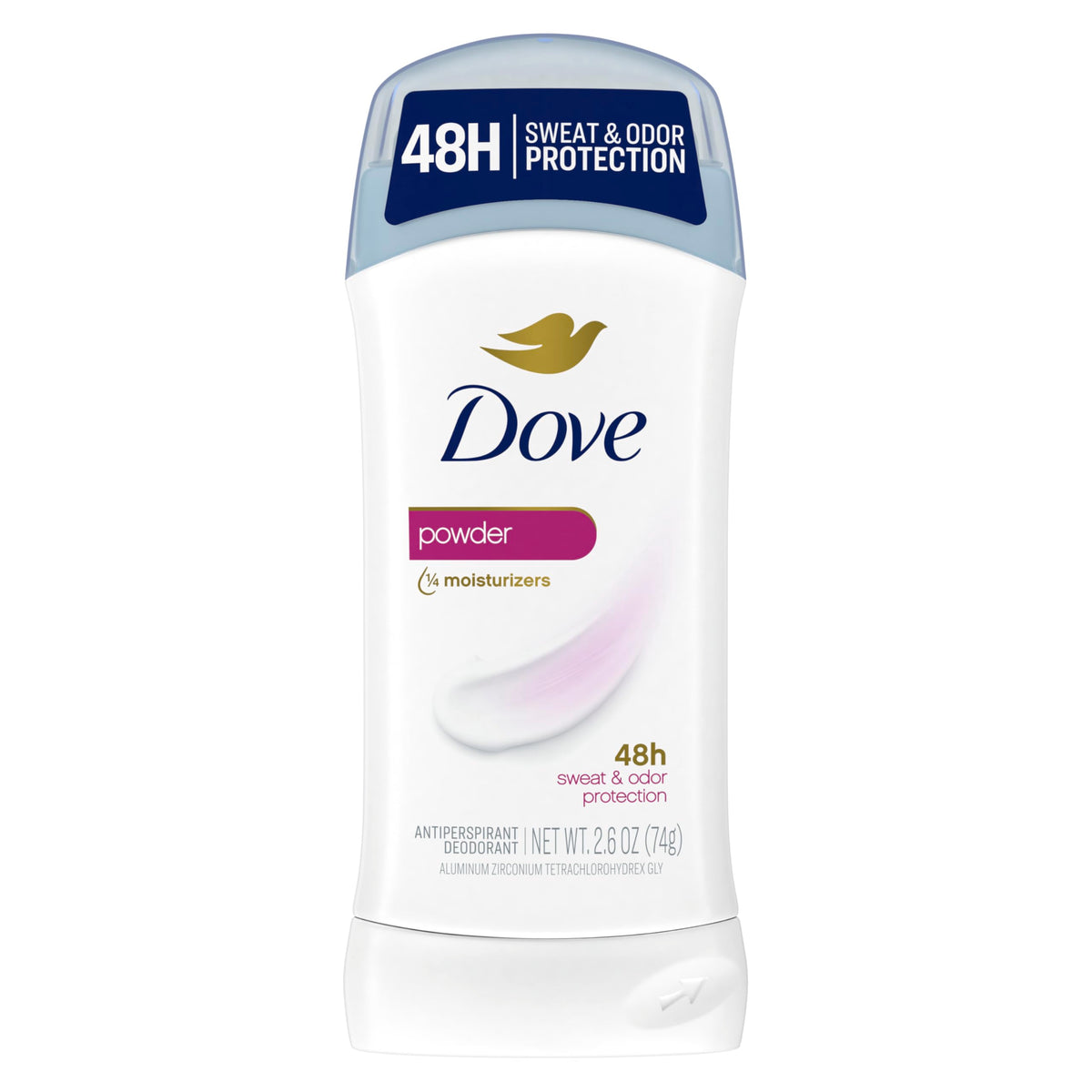 Dove Invisible Solid baton desodorisant poudre, protection longue durée sans traces.