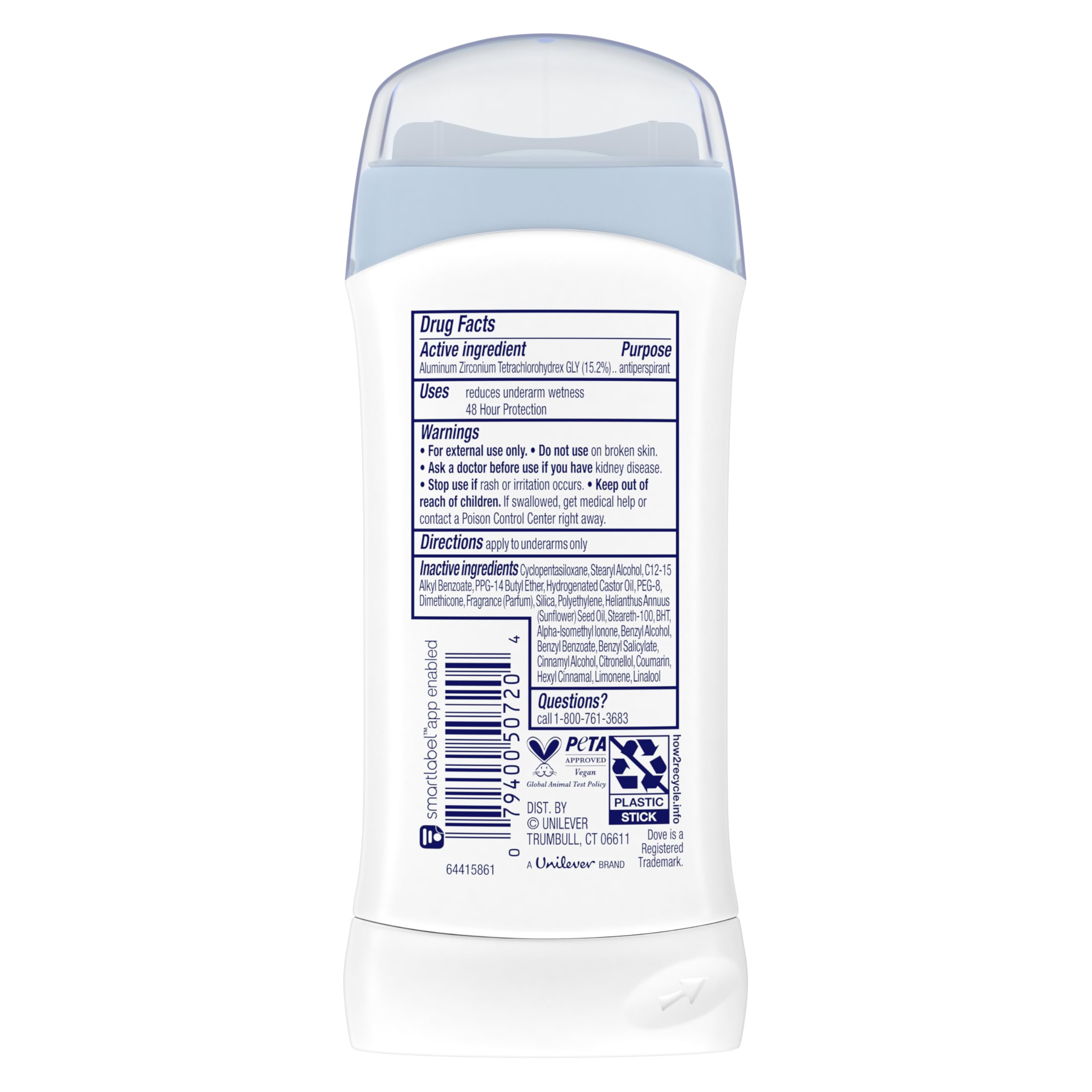 Dove Invisible Solid glisse douce dans l'application sur peau propre.