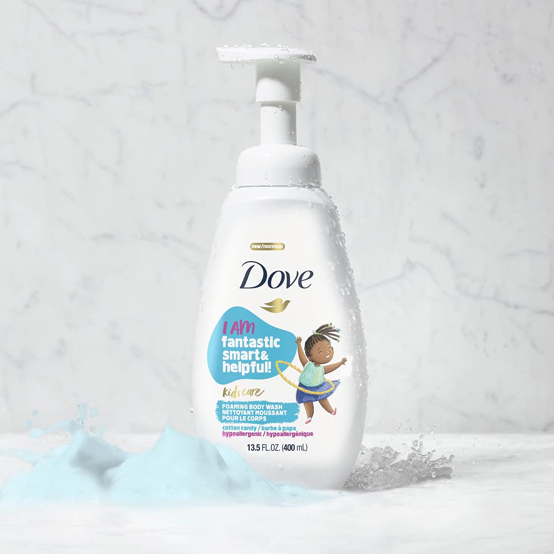 Texture mousseuse Dove Kids Care, application facile pour les petits.