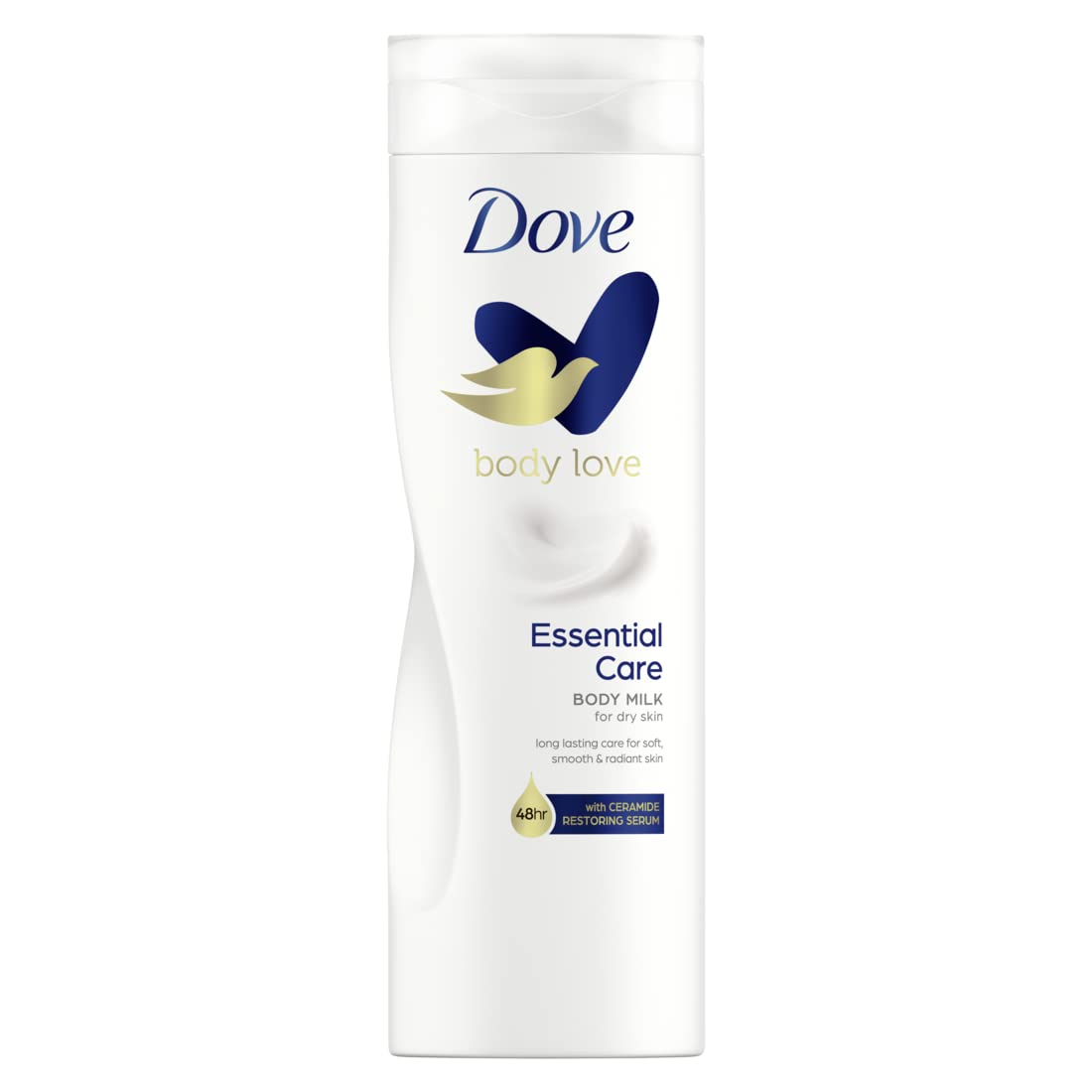 Dove Lait Original pour peau sèche, flacon 13,5 oz, hydratation douce.