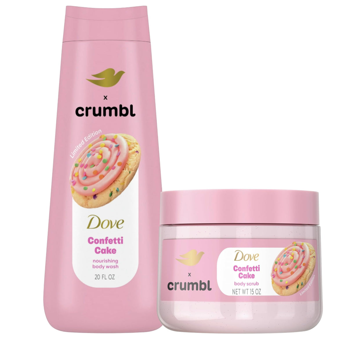 Gel douche Dove Crumbl Confetti Gâteau en bouteille 20 oz, hydratation durable
