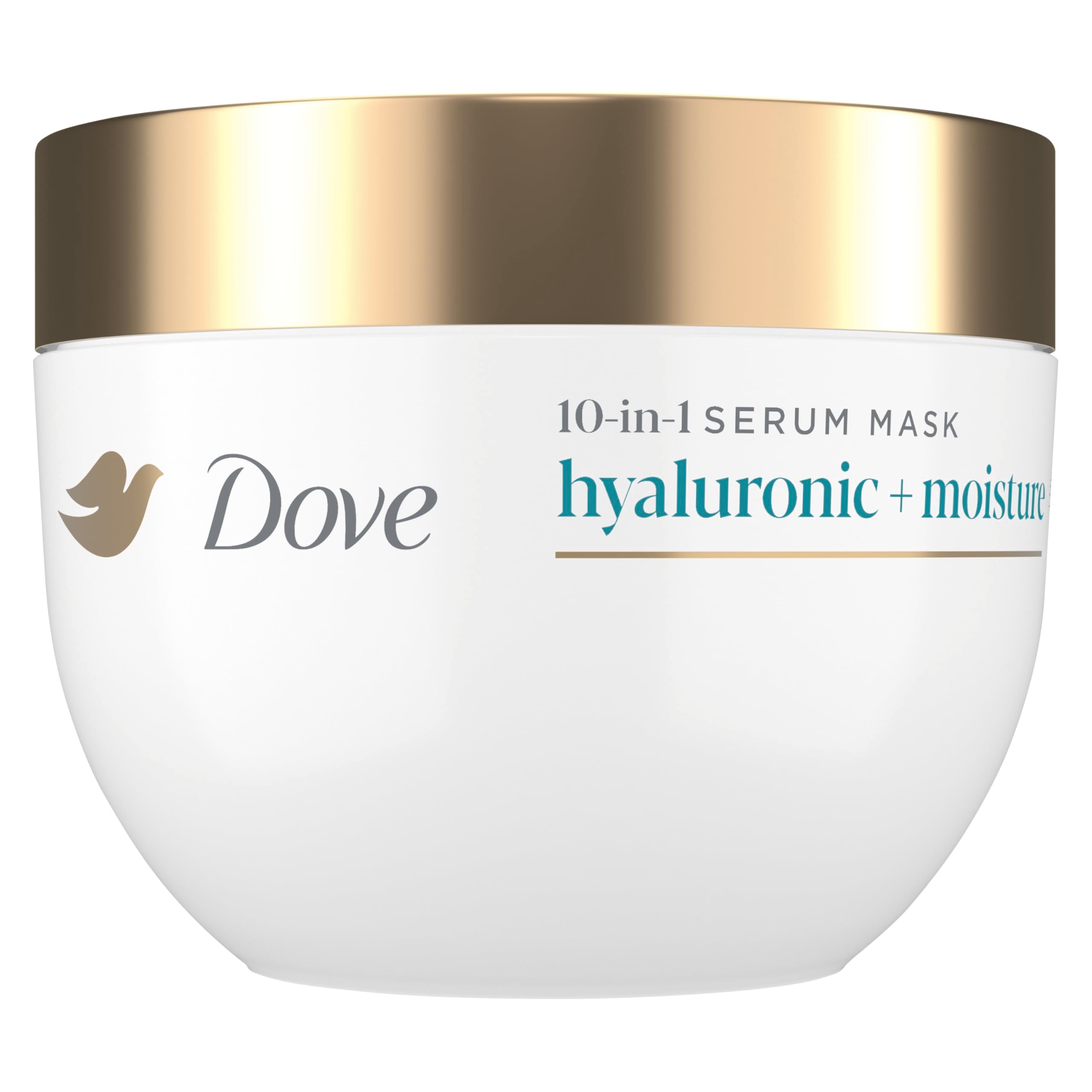 Dove Masque Hyaluronique Hydratant en bouteille pour cheveux hydratés.