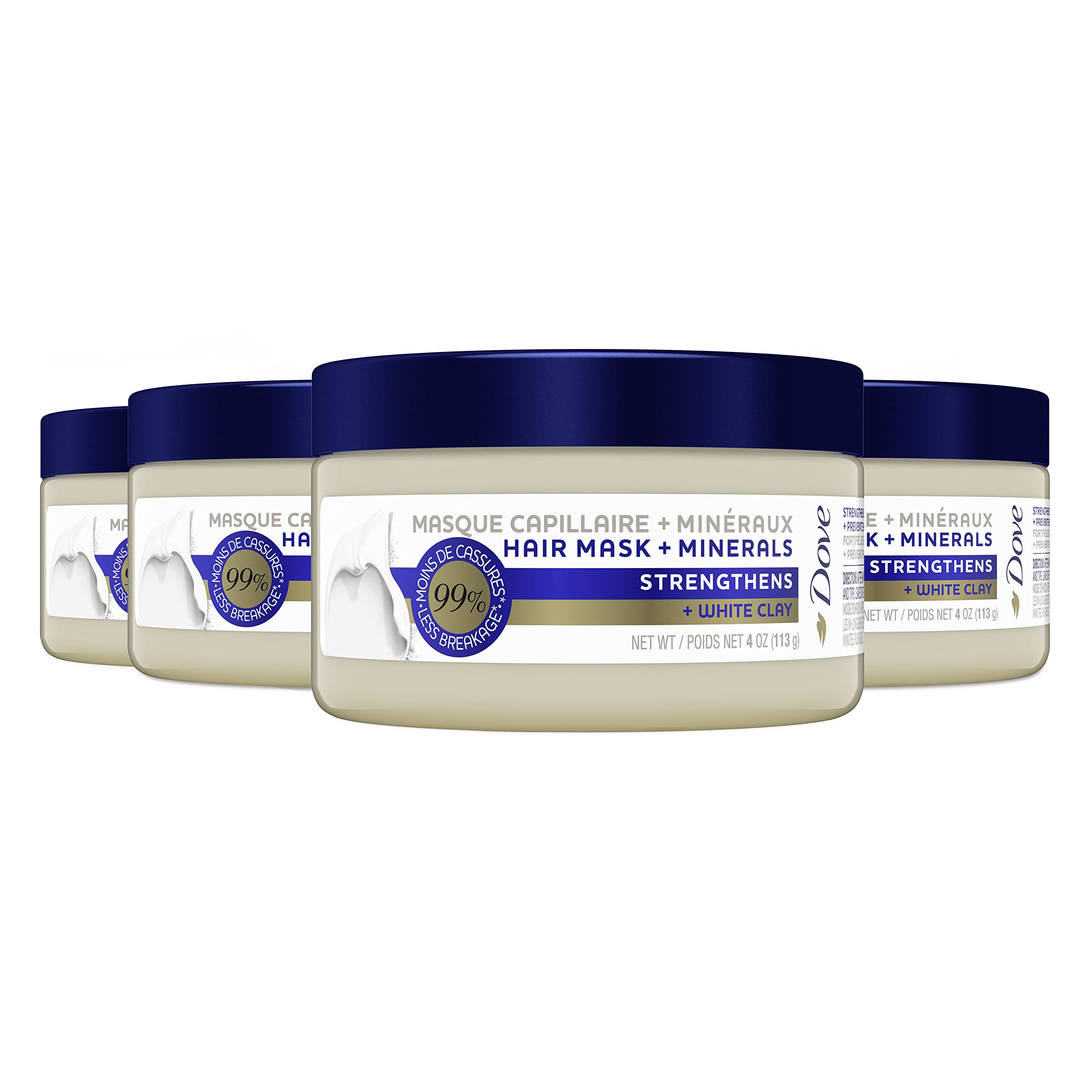 Dove Masque Minéral à l’Argile Blanche — emballage 4oz prêt à l’emploi.