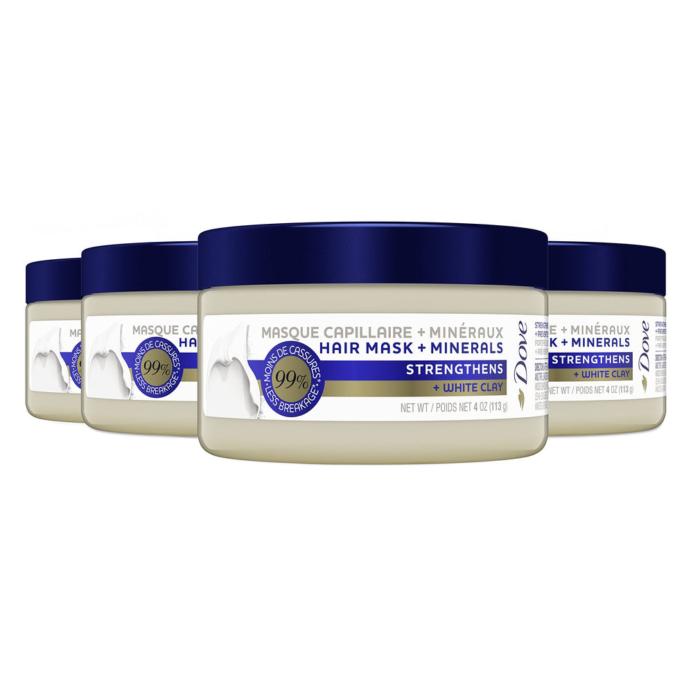 Dove Masque Minéral à l’Argile Blanche — emballage 4oz prêt à l’emploi.