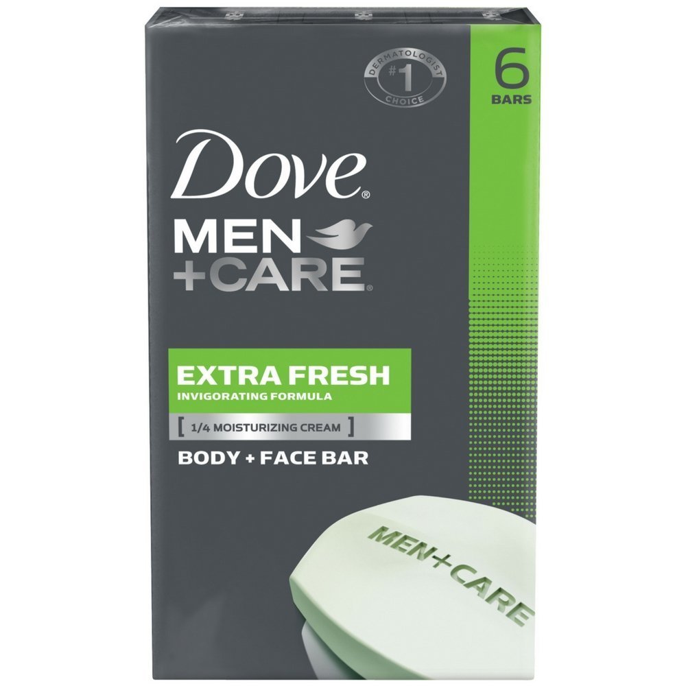 Savon Dove Men+Care barre pour corps et visage Extra Frais offrant hydratation et sensation de fraîcheur.
