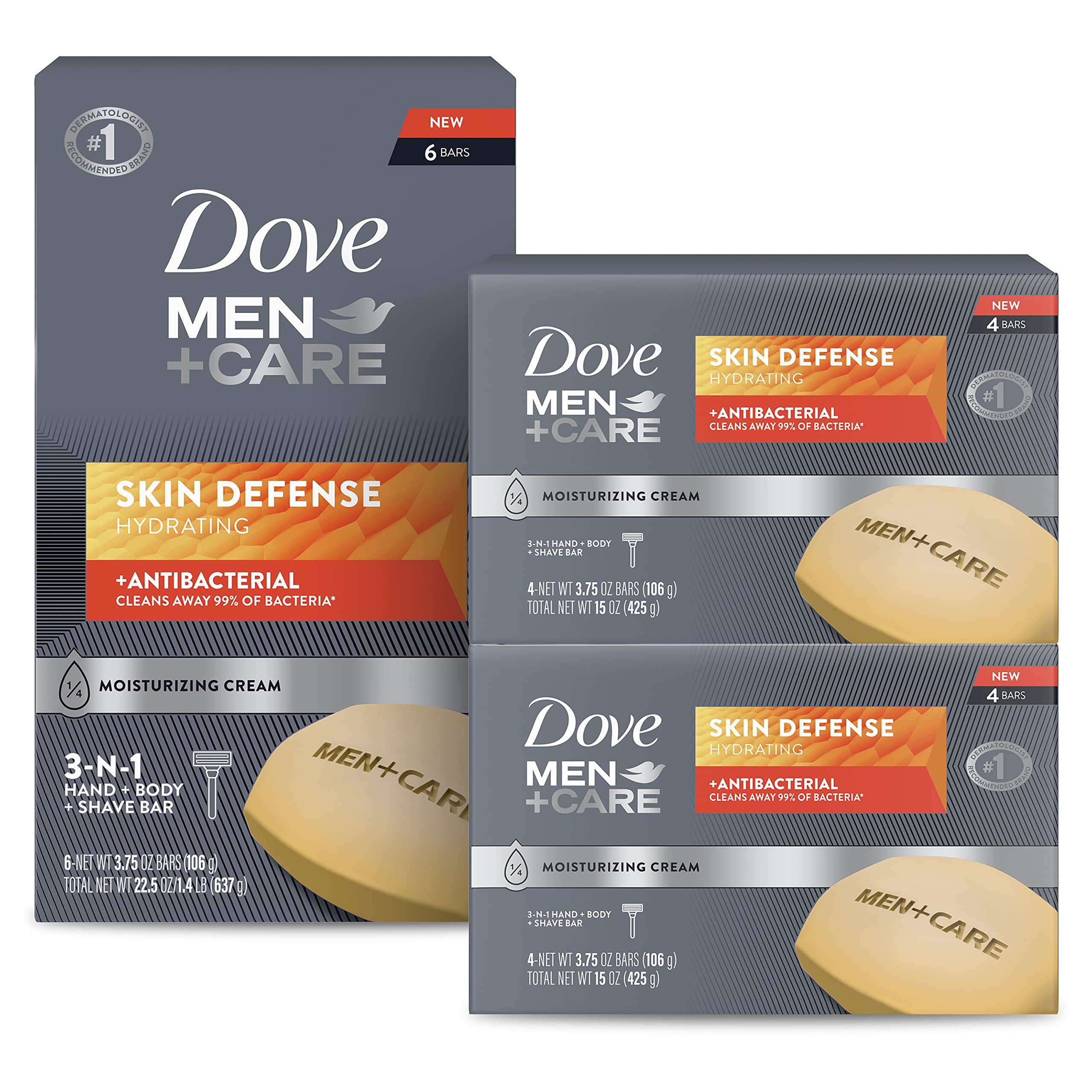 Savon-barre Dove Men+Care défense peau : nettoyage en profondeur et hydratation