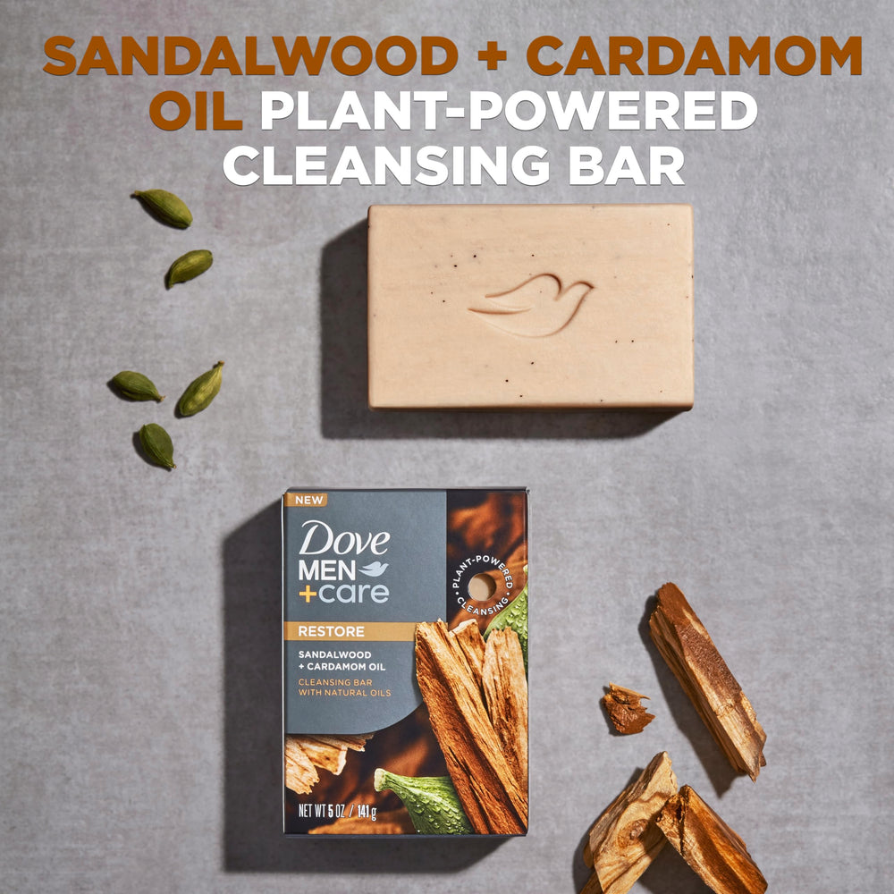 Huile naturelle et cardamome dans la barre, pour nourrir la peau pendant la douche.
