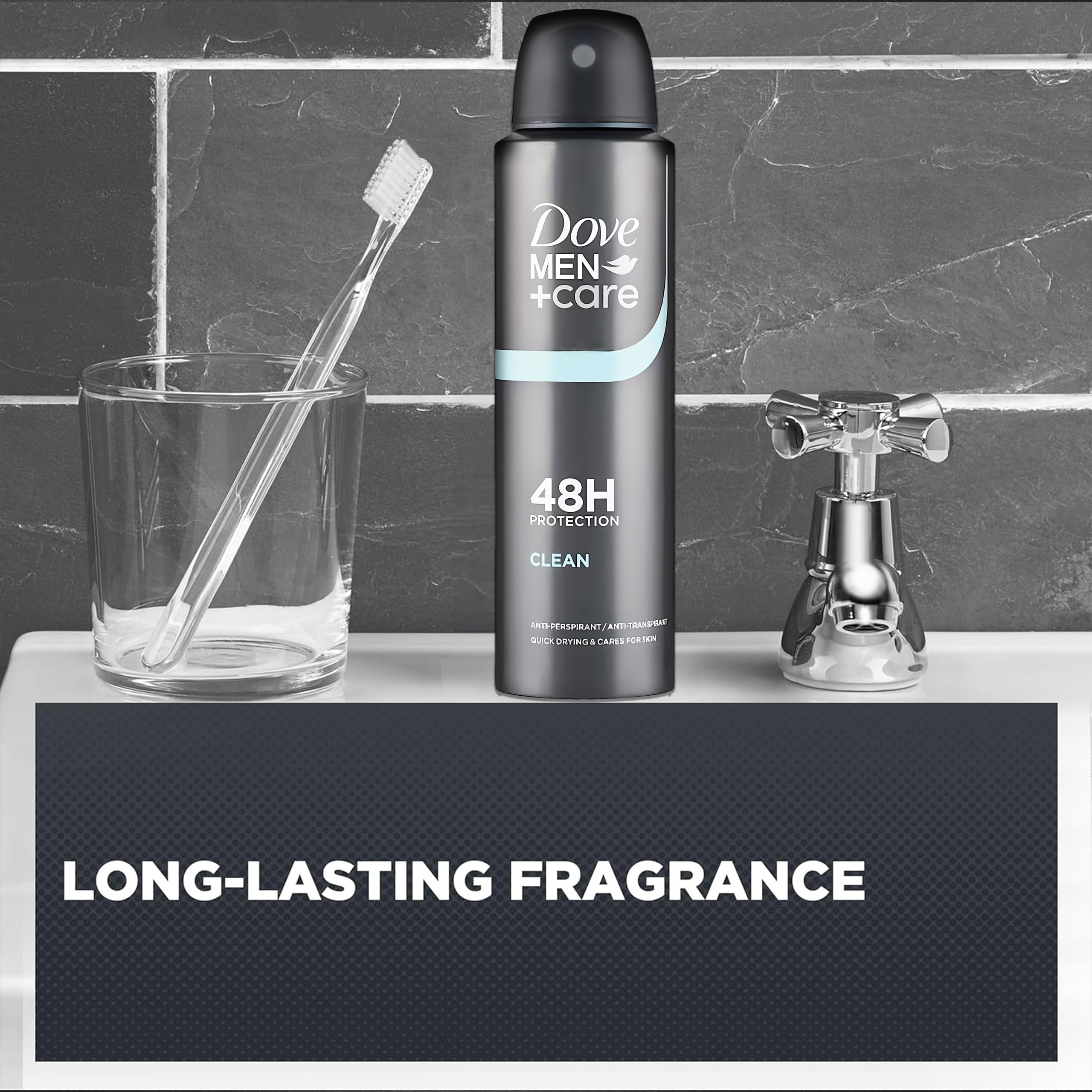 Dove Men+Care Classic Spray, lot de 6 pour rester protégé au bureau, salle de sport et voyage.