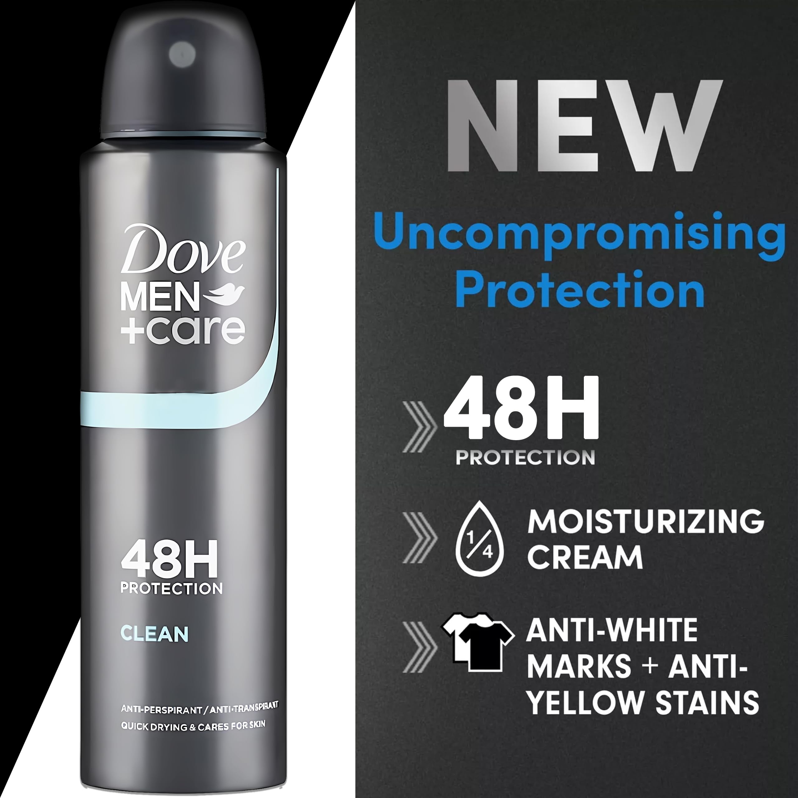 Dove Men+Care Classic Spray, peau douce et irritations réduites grâce à la formule douce.