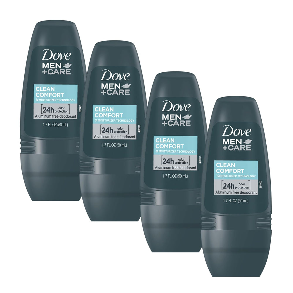 Pack Dove Men+Care Clean Comfort avec 4 bouteilles prêt à l’emploi.