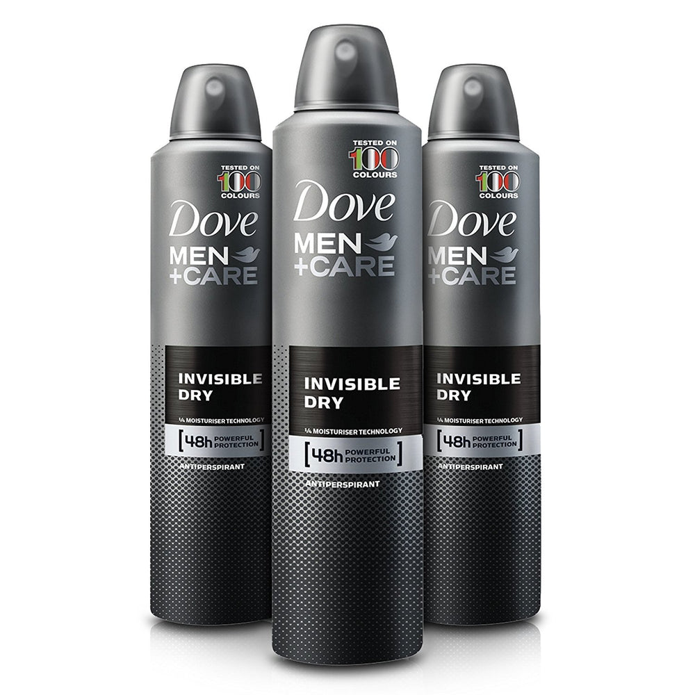 Dove Men Care déodorant aérosol invisible, application rapide et sans traces.