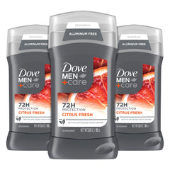 DOVE MEN+CARE Déodorant sans aluminium en stick, agrumes d'été, fraîcheur durable.