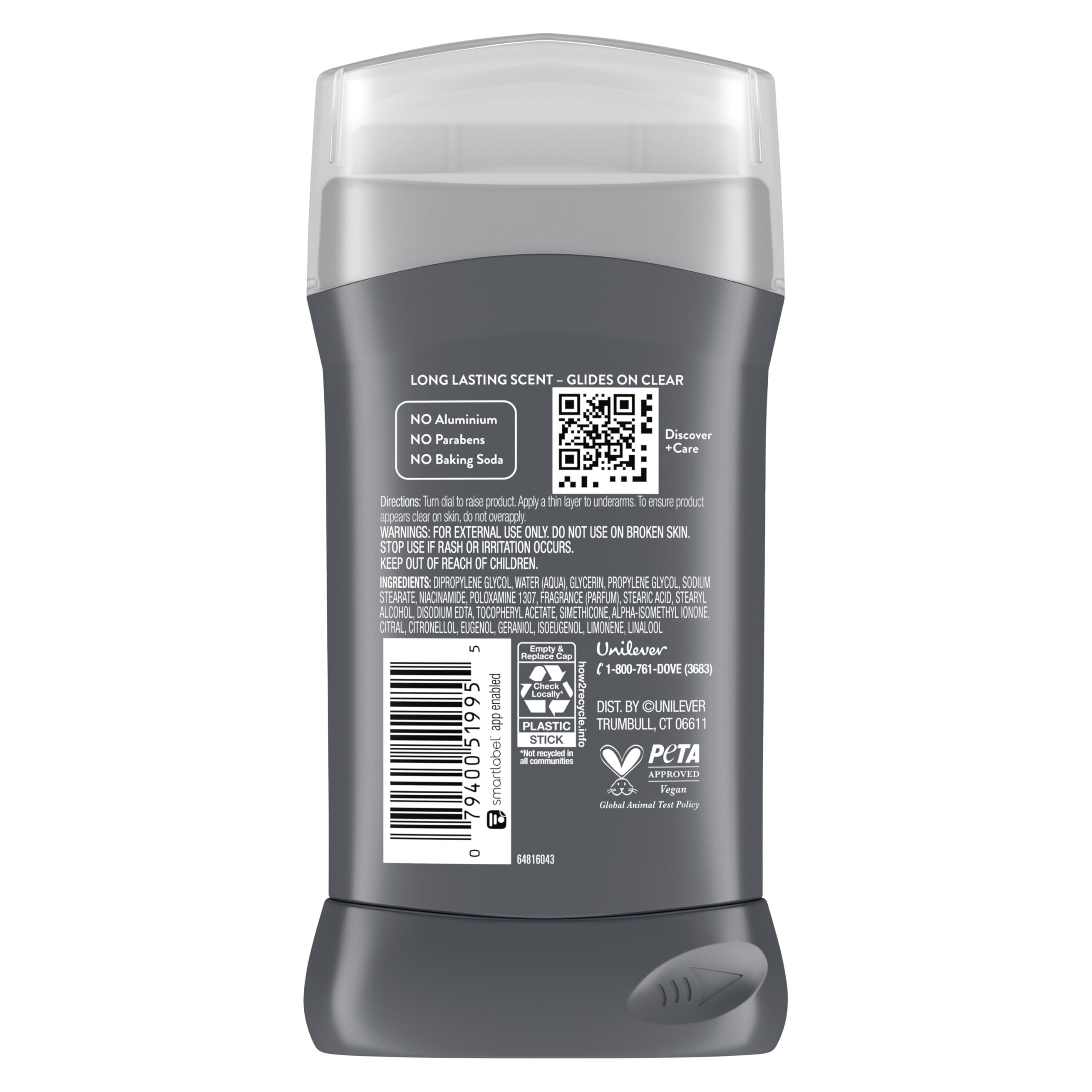 DOVE MEN+CARE Déodorant sans aluminium en stick, protection 72 heures.